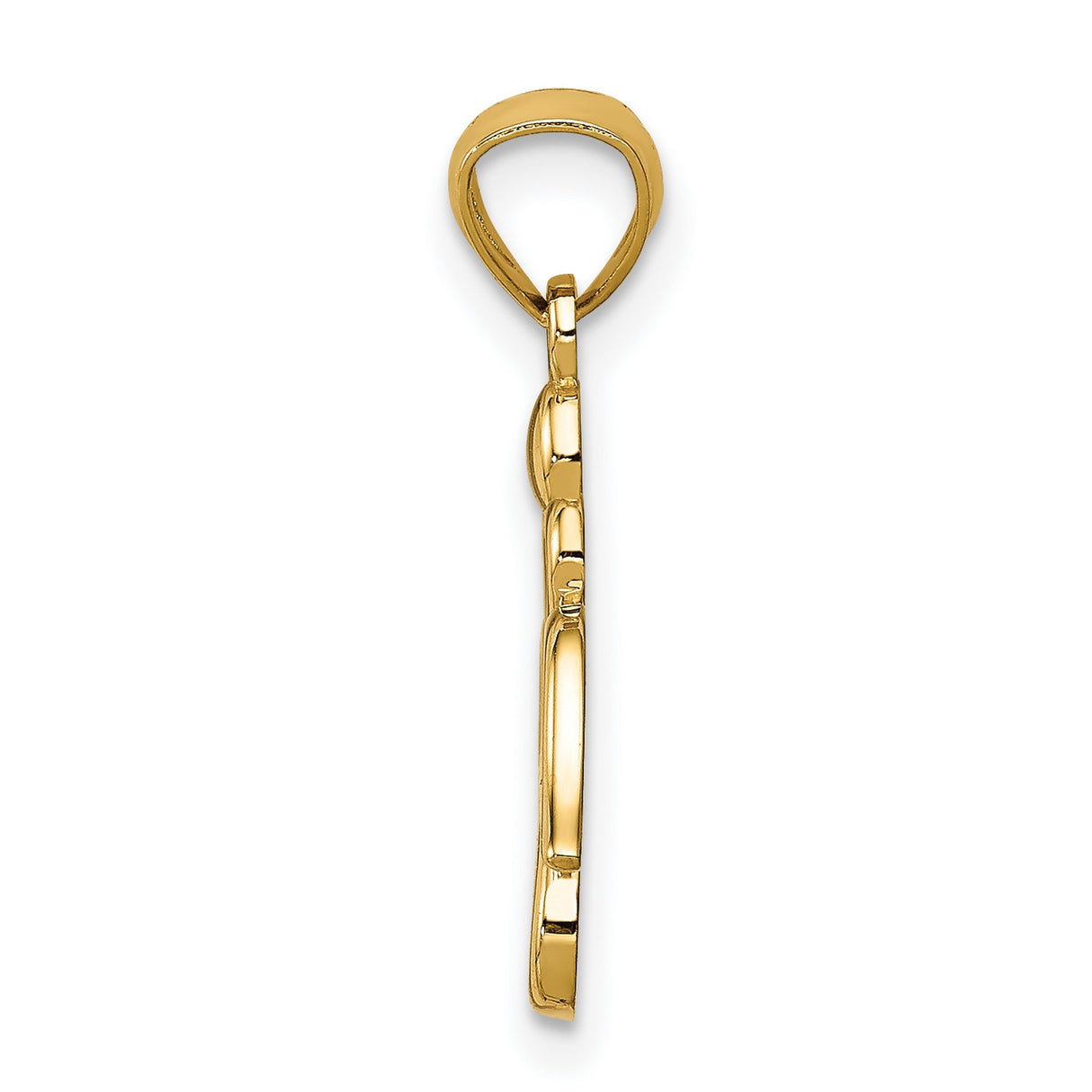 14k Yellow Gold Angel Pendant with Heart Shaped Wings and Body, Religious Christian Charm