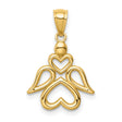 14k Yellow Gold Angel Pendant with Heart Shaped Wings and Body, Religious Christian Charm