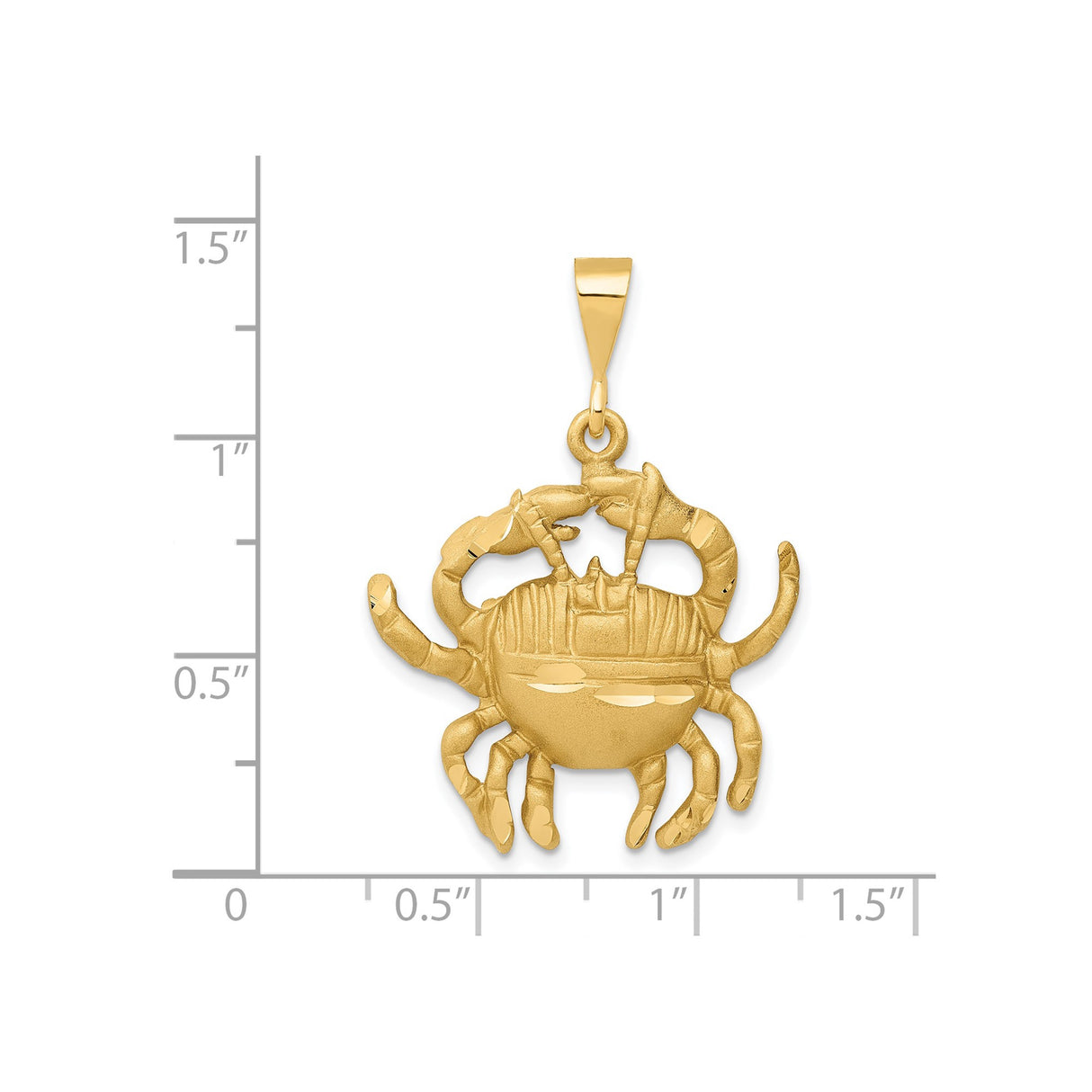 14k Yellow Gold Cancer Zodiac Crab Pendant, Astrology Charm with Celestial Symbol for Unisex Wear