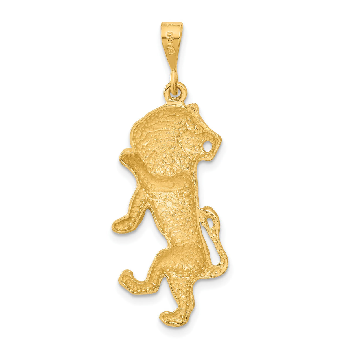 14k Yellow Gold Lion Pendant with Heraldic Rearing Lion Emblem, Medieval Style for Men