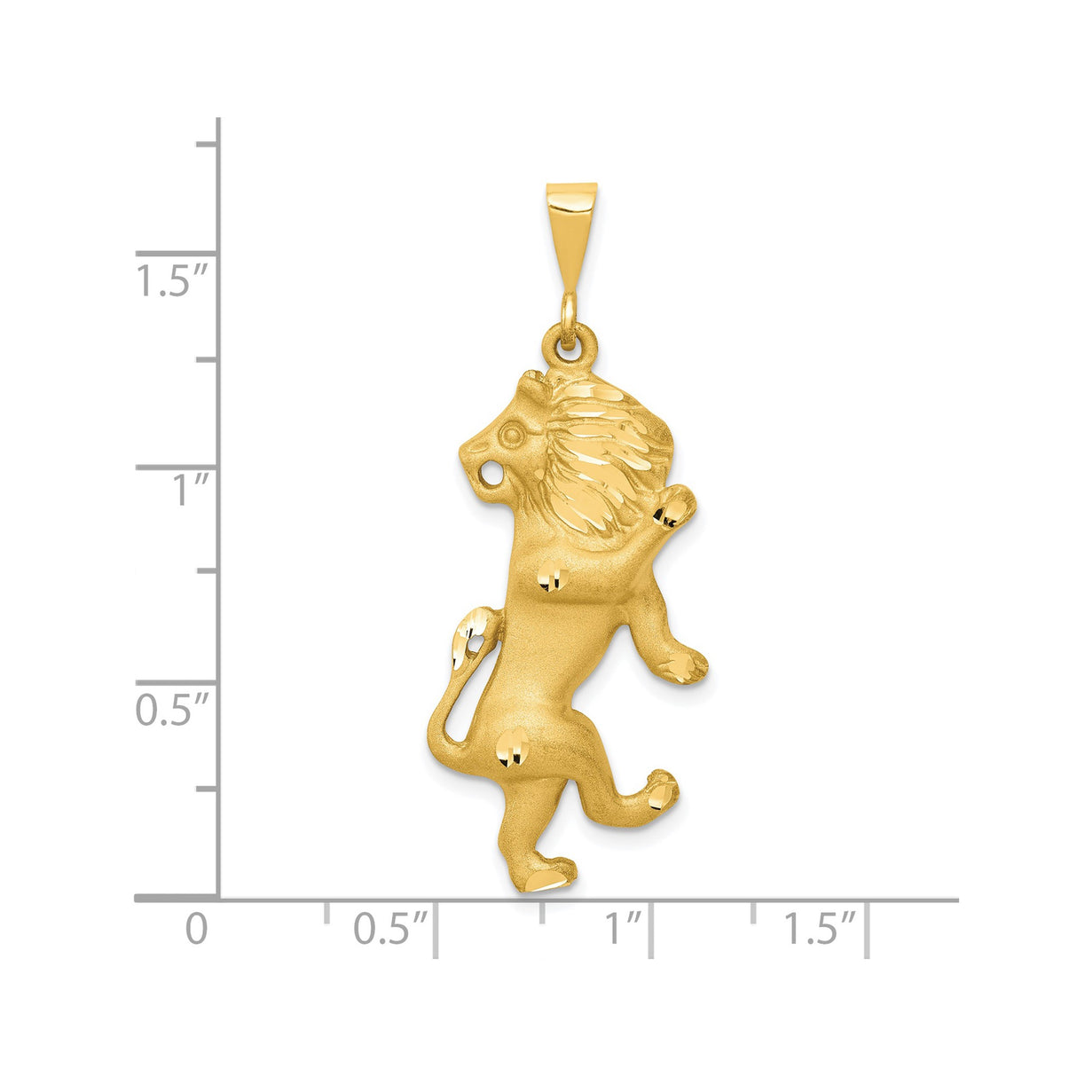 14k Yellow Gold Lion Pendant with Heraldic Rearing Lion Emblem, Medieval Style for Men