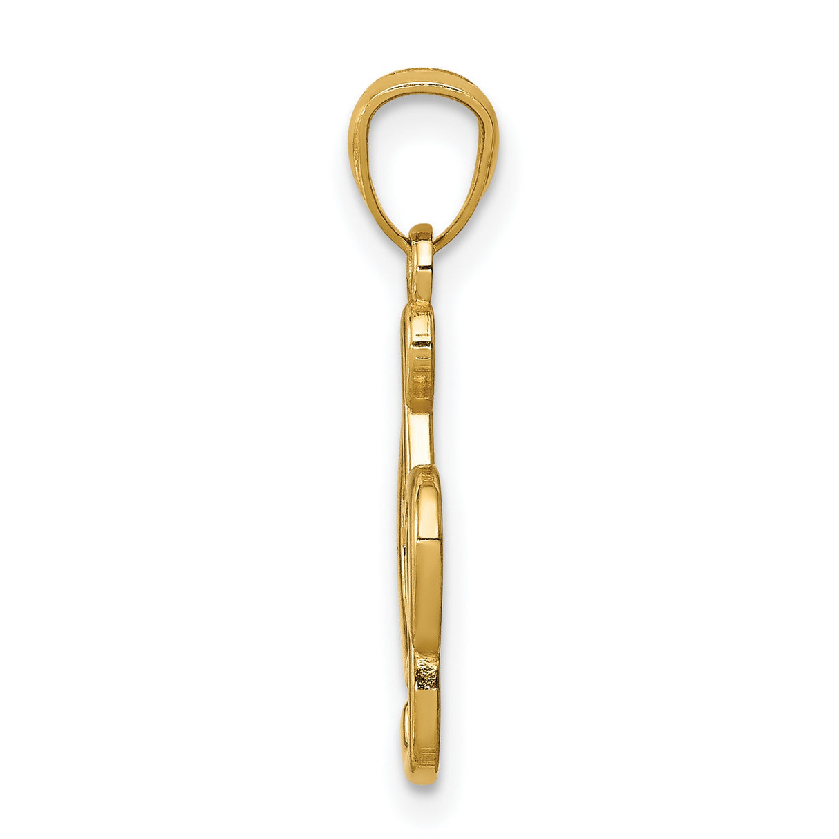 14k Yellow Gold Treble Clef Pendant, Openwork Music Note Charm, Unisex Musical Jewelry