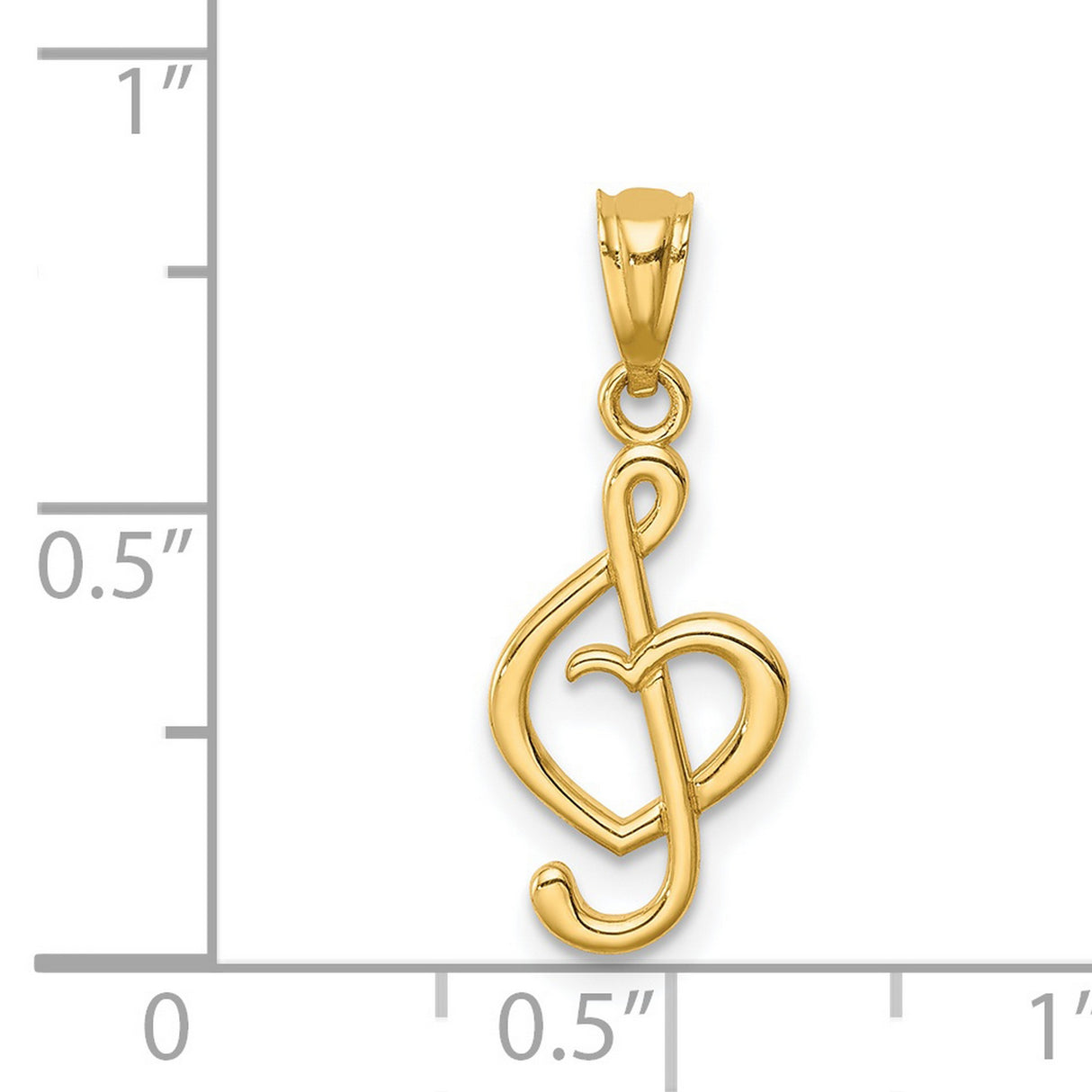 14k Yellow Gold Treble Clef Pendant, Openwork Music Note Charm, Unisex Musical Jewelry