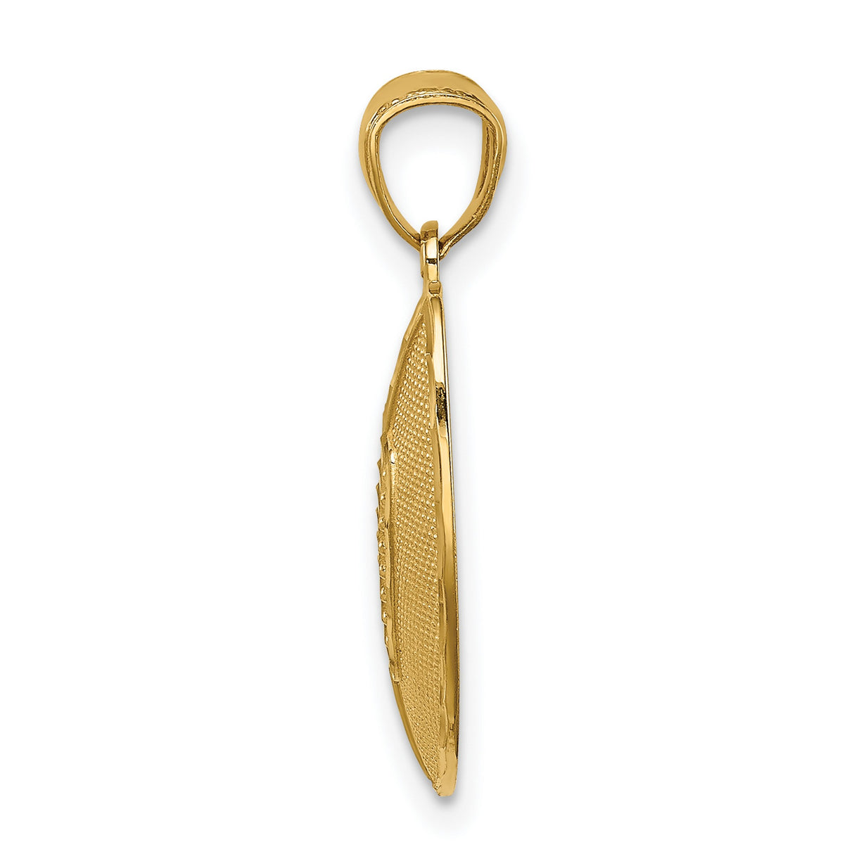 14k Yellow Gold Football Pendant with Textured Design and Detailed Laces for Men or Unisex