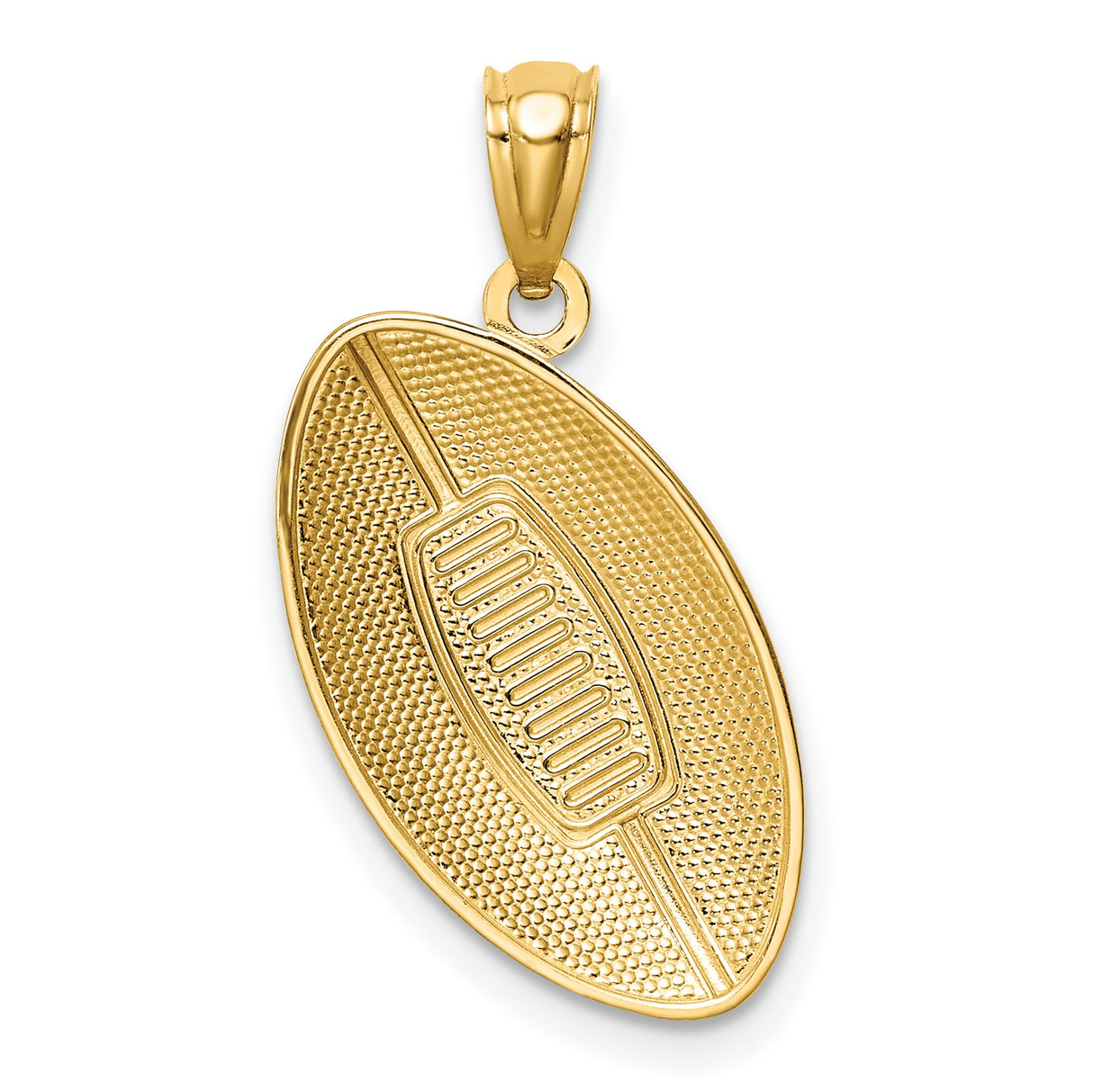 14k Yellow Gold Football Pendant with Textured Design and Detailed Laces for Men or Unisex