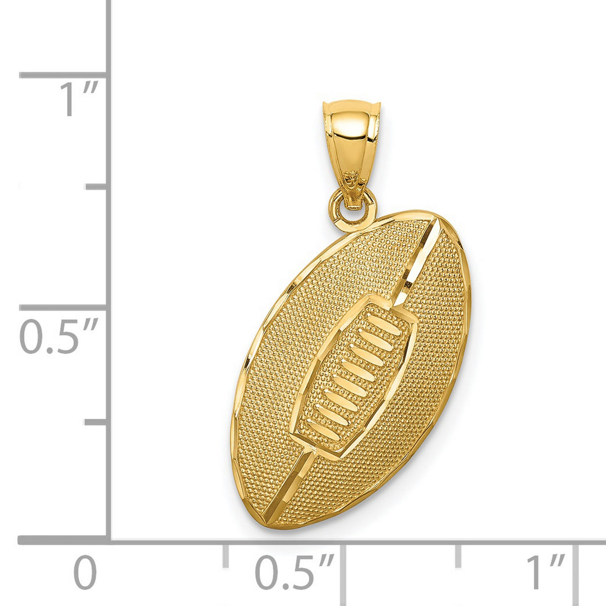 14k Yellow Gold Football Pendant with Textured Design and Detailed Laces for Men or Unisex