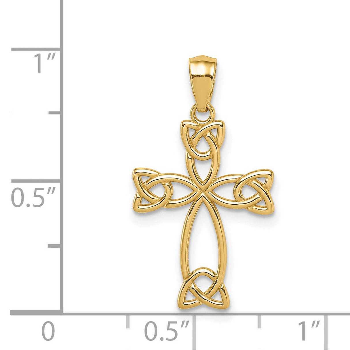 14k Yellow Gold Cross Pendant with Openwork Latin Design and Celtic Knotwork for Men and Women