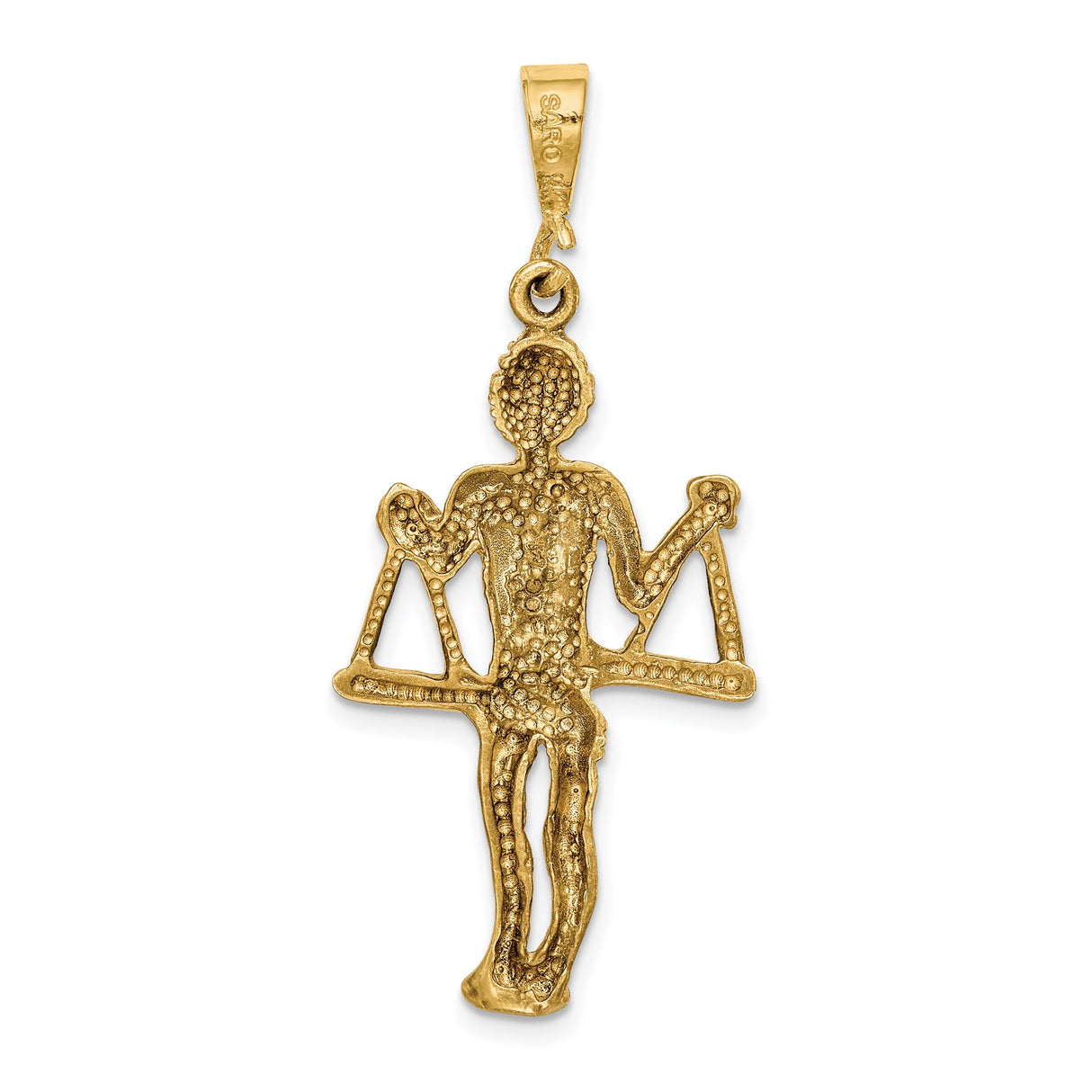 14k Yellow Gold Libra Zodiac Pendant with Balanced Scales Symbol for Astrology Lovers