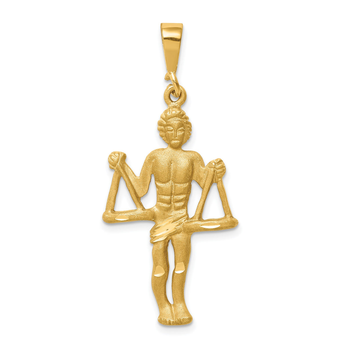 14k Yellow Gold Libra Zodiac Pendant with Balanced Scales Symbol for Astrology Lovers