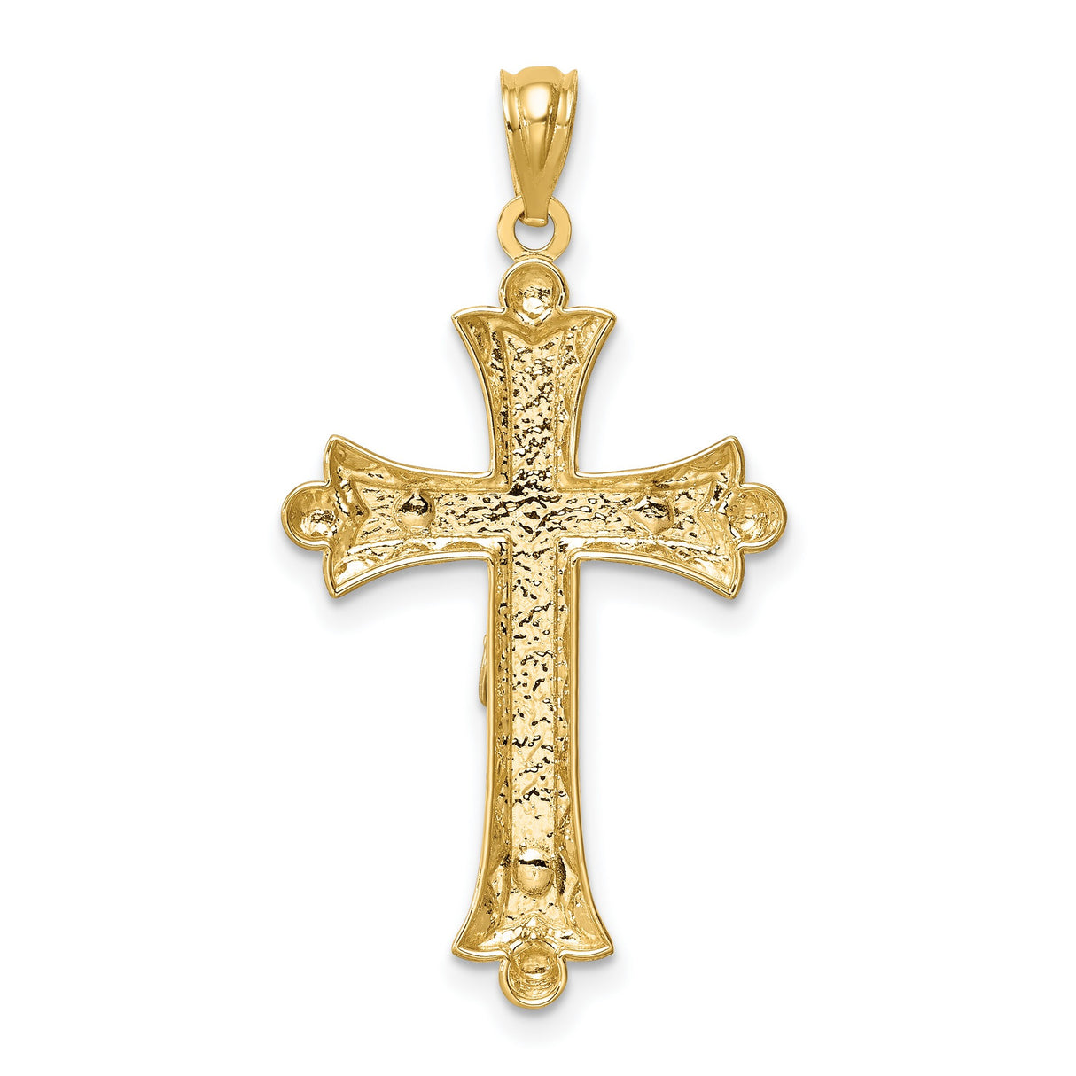 14k Two-Tone Gold Crucifix Cross Pendant with Florentine Finish for Men and Women