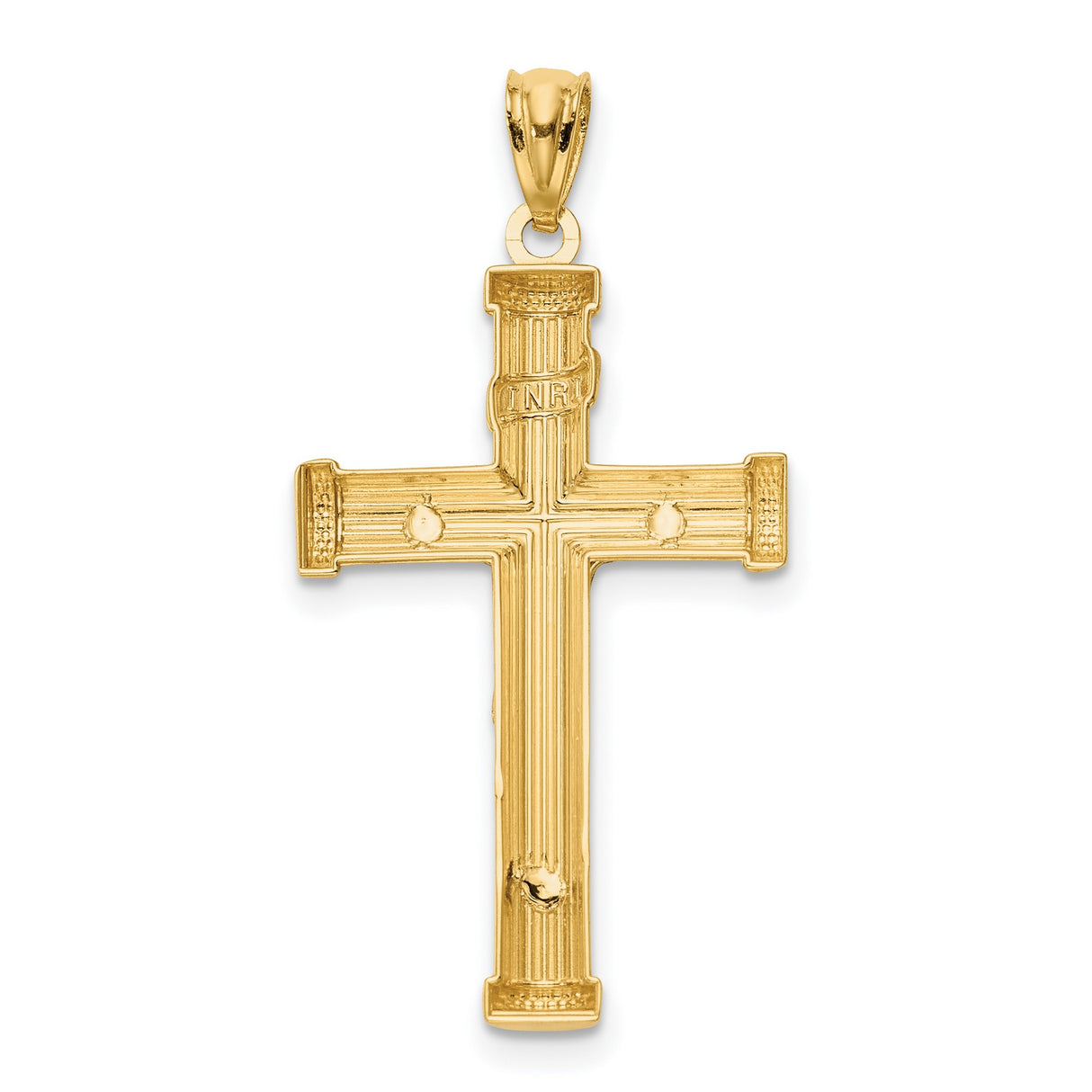 14k Two-Tone Gold Crucifix Cross Pendant with Polished Finish and Rhodium Jesus Figure