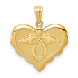 14k Yellow Gold Heart Pendant with Angel Wings Symbolizing Faith, Love, and Protection
