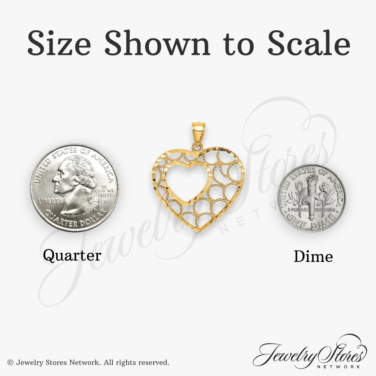 14k Yellow Gold Heart Pendant with Open Filigree and Textured Circle Design