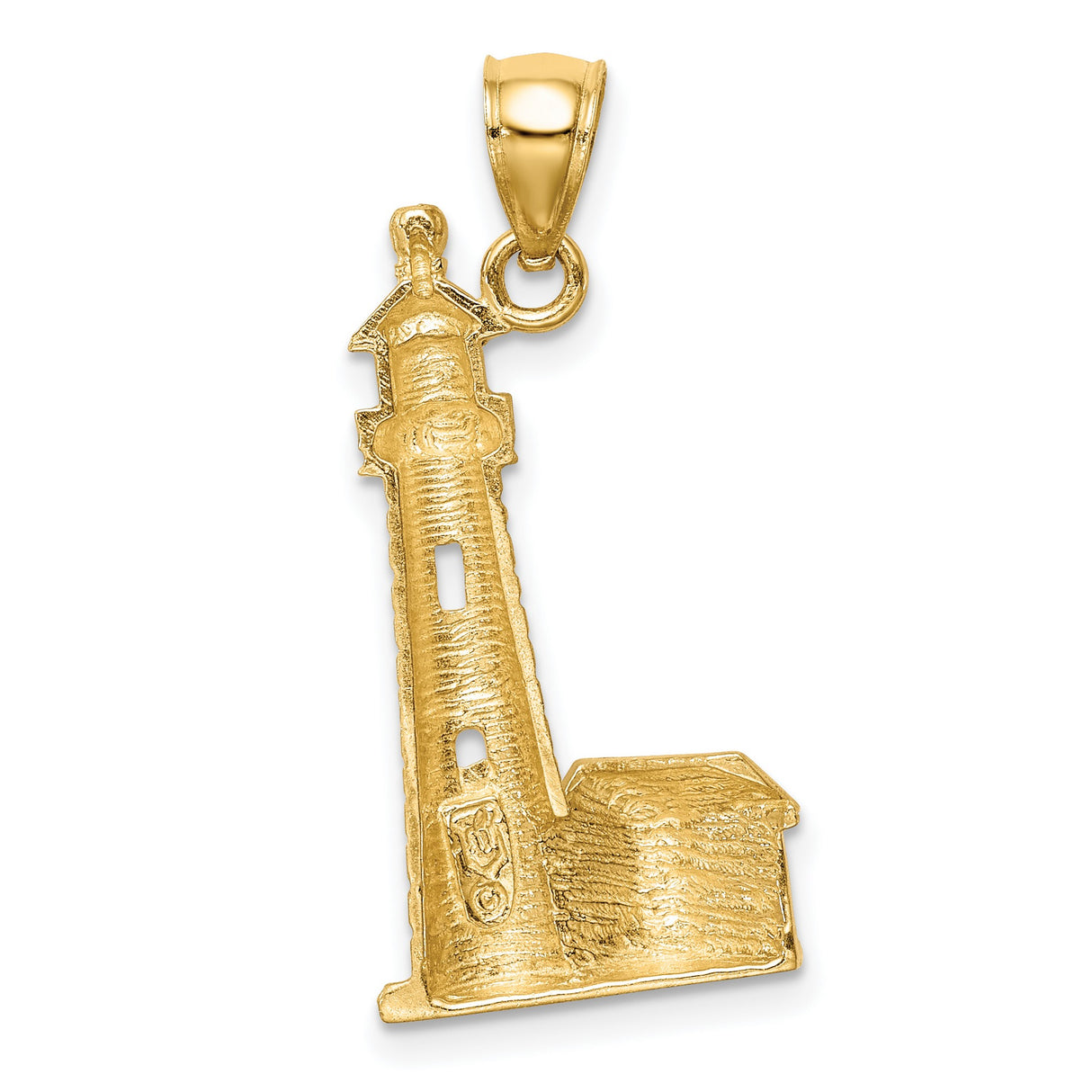 14k Yellow Gold Lighthouse Pendant, Nautical Coastal Architecture Design Jewelry