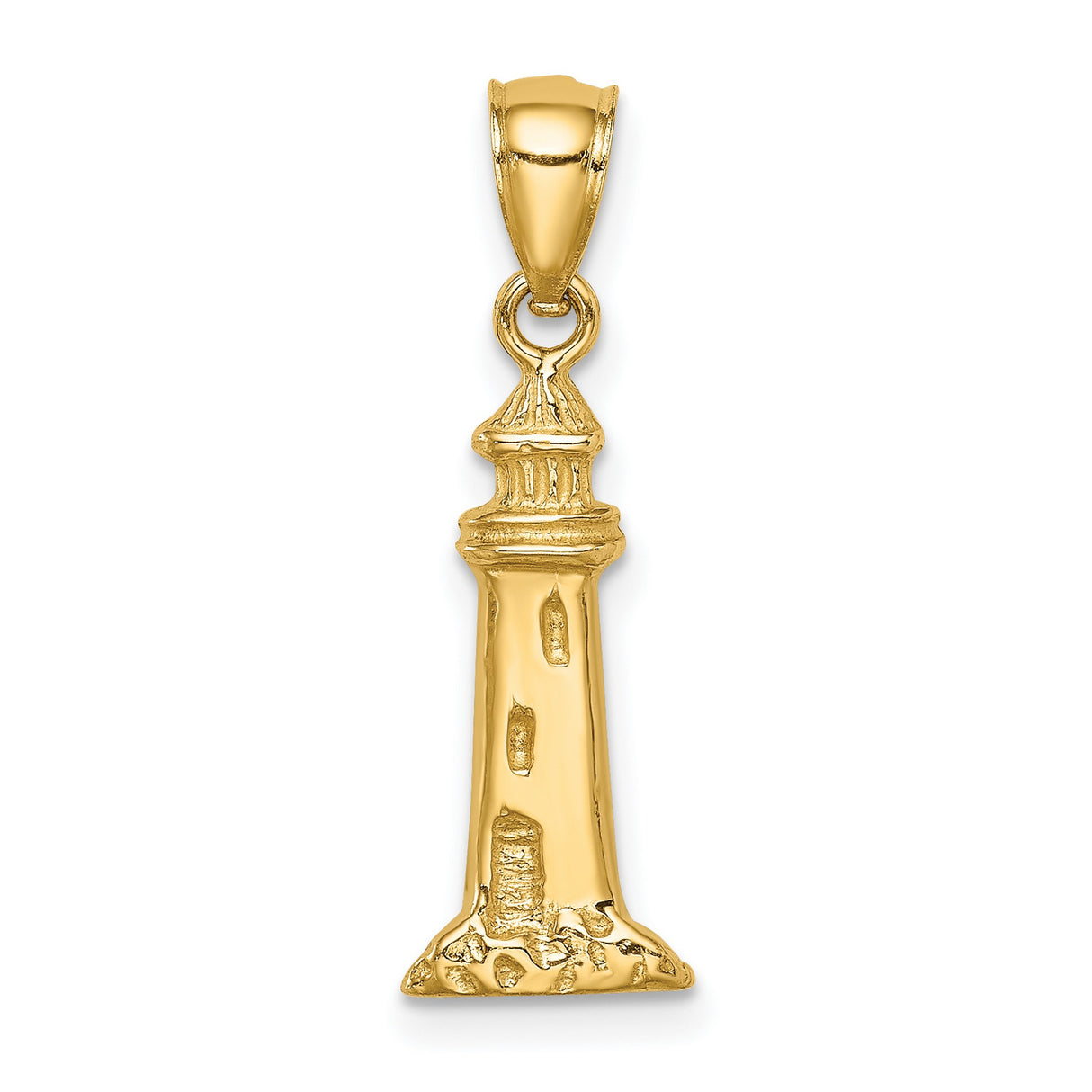 14k Yellow Gold Lighthouse Pendant, Nautical Charm with Coastal Ocean-Inspired Design