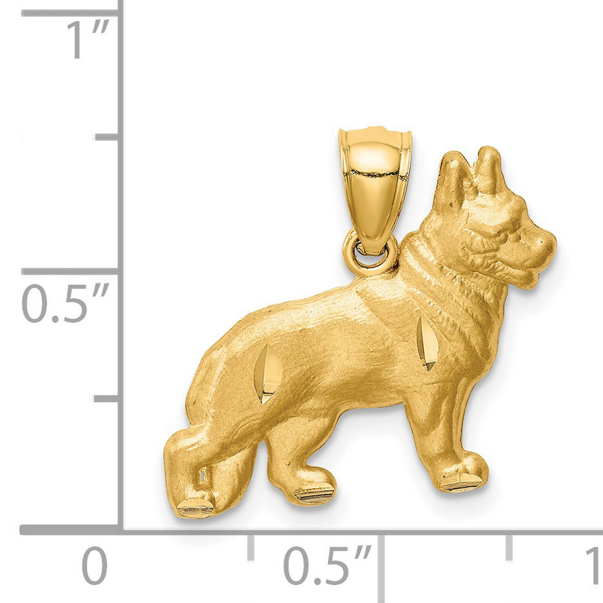 14k Yellow Gold German Shepherd Pendant, Dog Silhouette Charm, Loyalty and Protection Theme