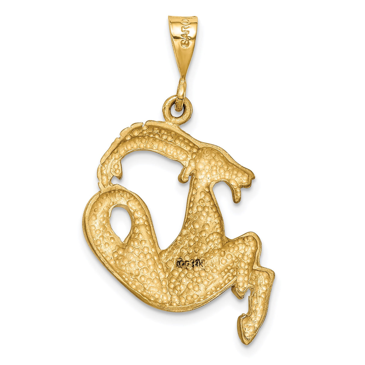 14k Yellow Gold Capricorn Zodiac Pendant with Polished Matte Goat Design