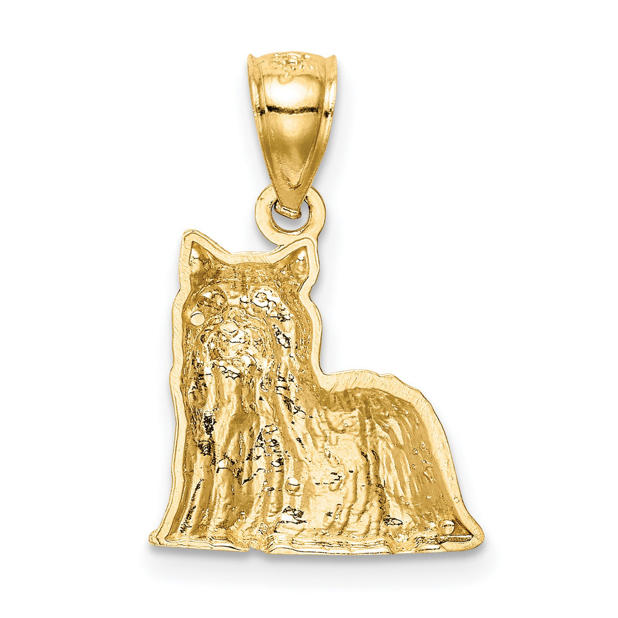 14k Yellow Gold Yorkshire Terrier Pendant, Detailed Dog Charm for Women or Unisex Wearers