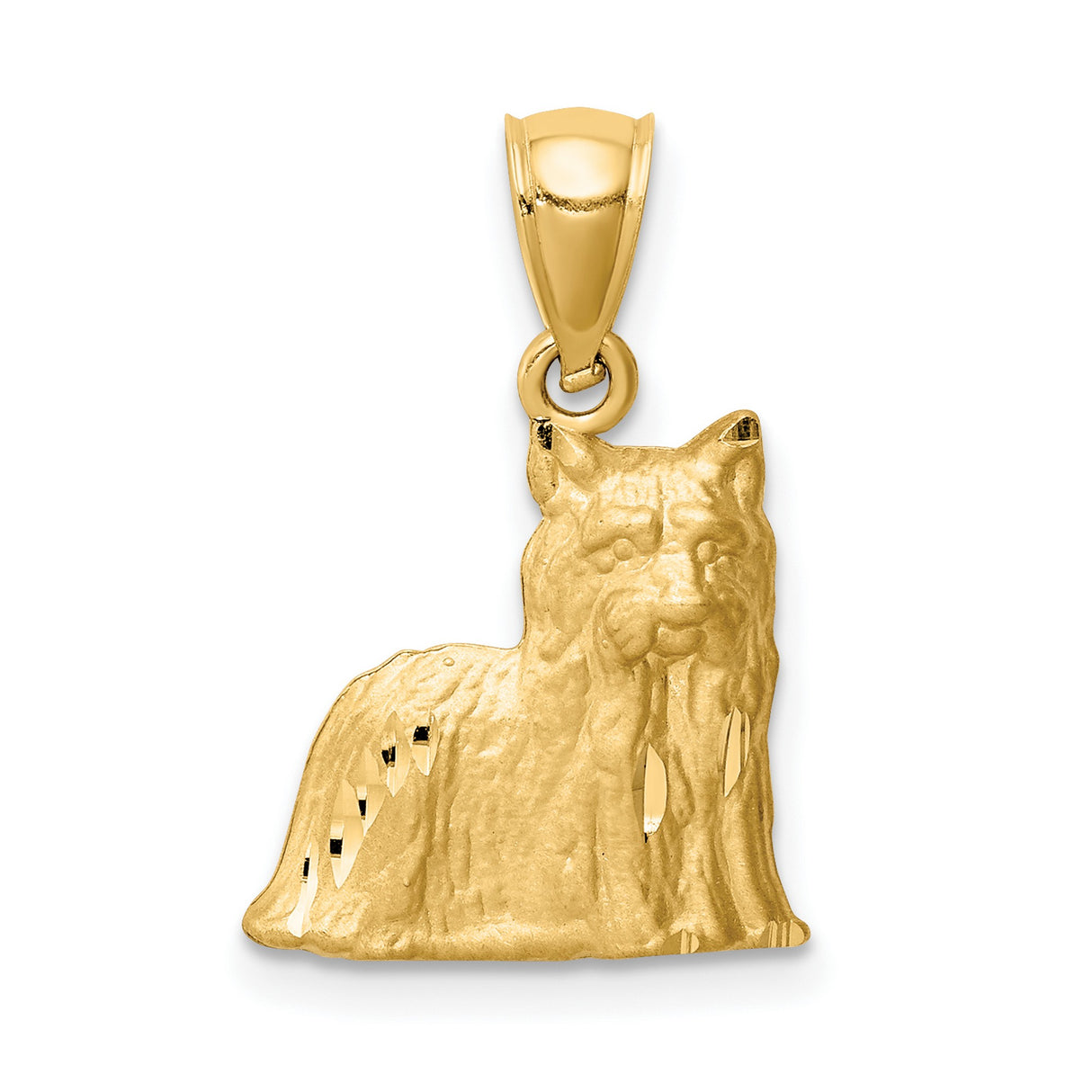14k Yellow Gold Yorkshire Terrier Pendant, Detailed Dog Charm for Women or Unisex Wearers