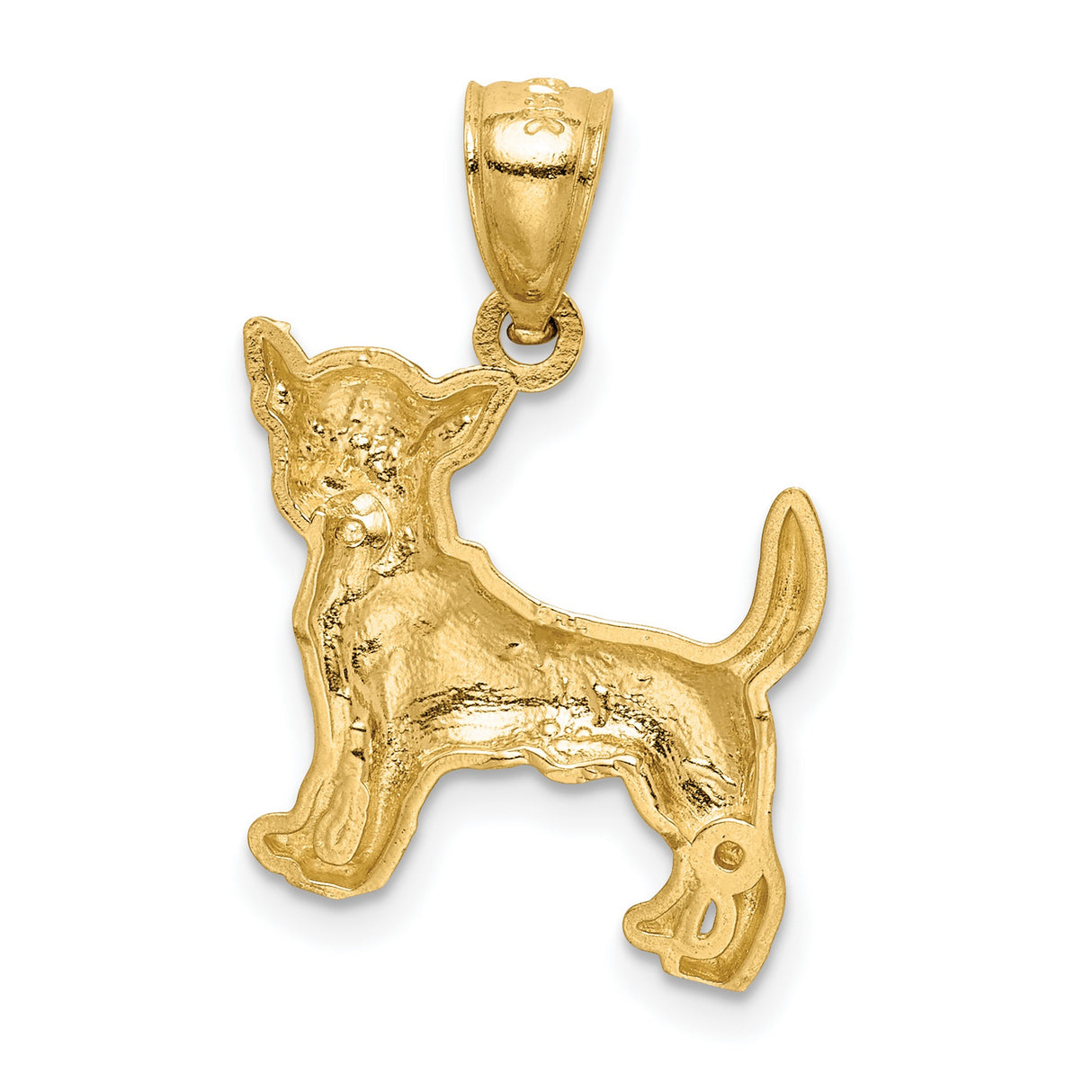 14k Yellow Gold Chihuahua Dog Pendant, Detailed Pet Charm for Dog Lovers