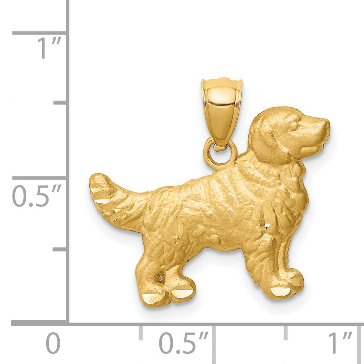 14k Yellow Gold Golden Retriever Pendant, Textured Dog Silhouette Charm for Women or Unisex Wear