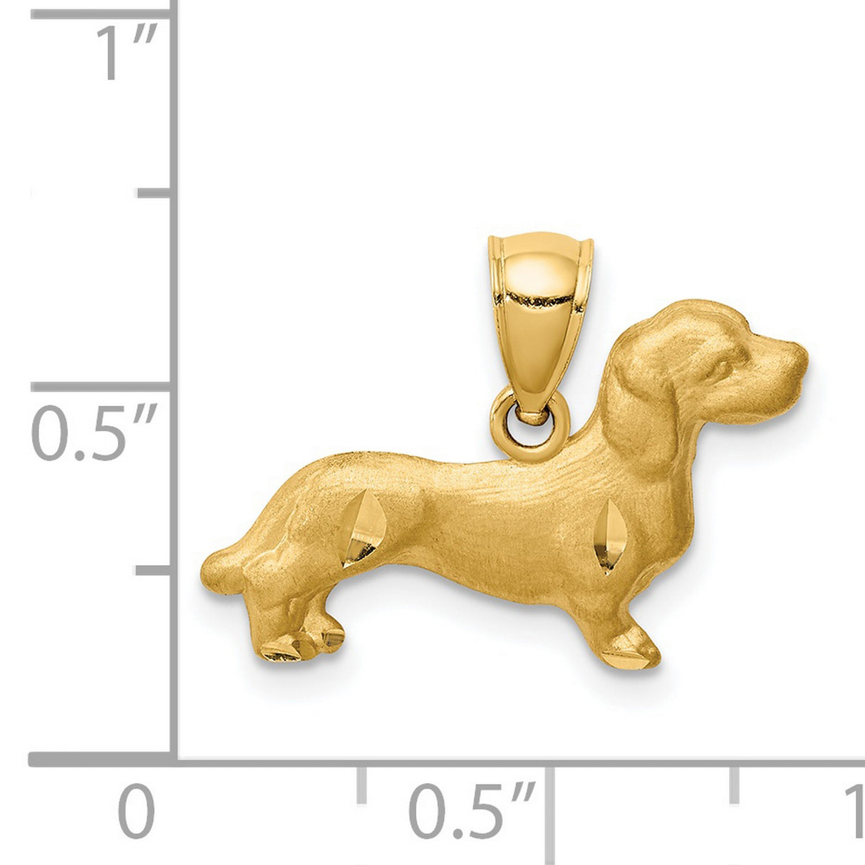 14k Yellow Gold Dachshund Pendant, Realistic Dog Silhouette, Pet Lover Keepsake Charm