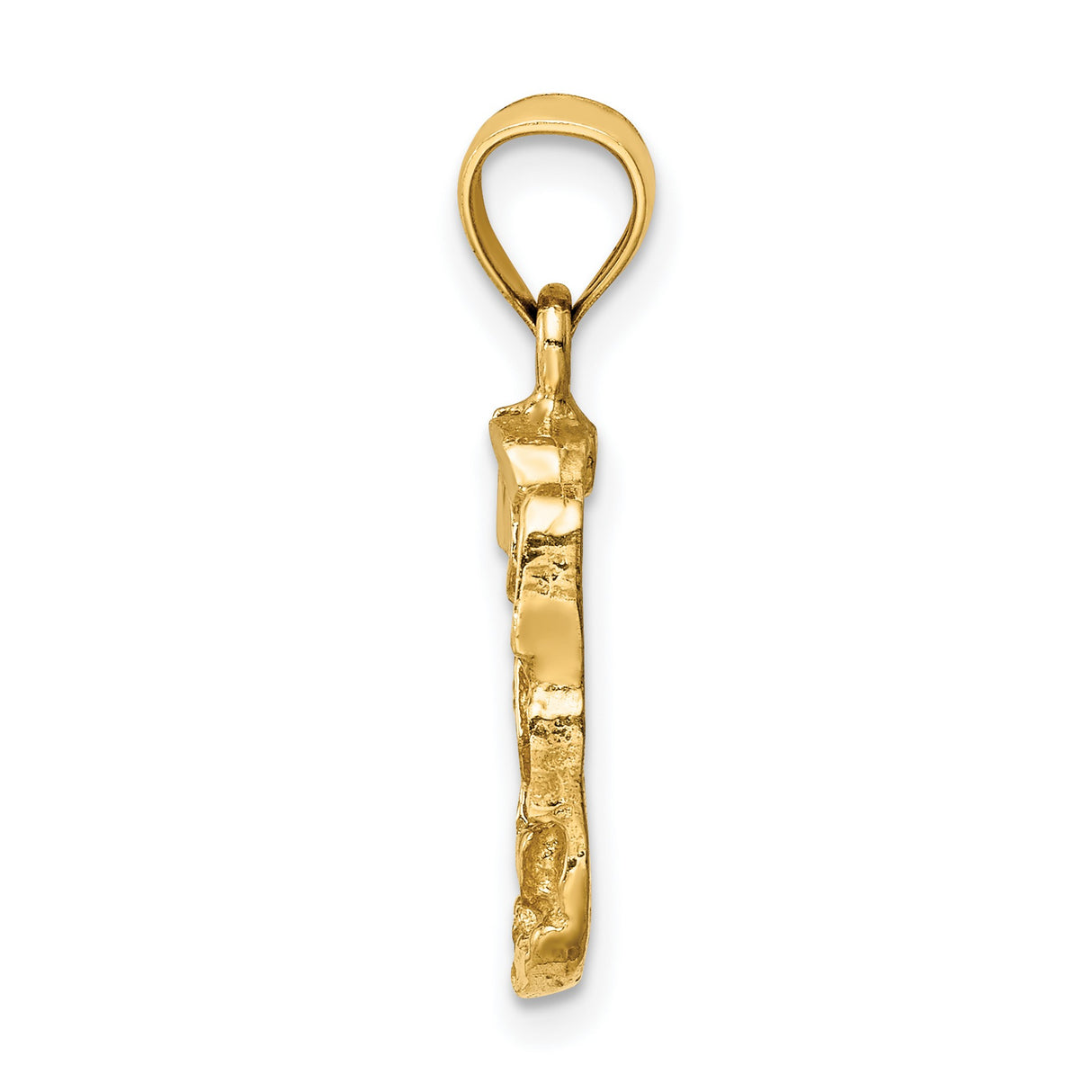 14k Yellow Gold Nugget Pendant with Textured Raw Finish, Rugged Urban Style for Men