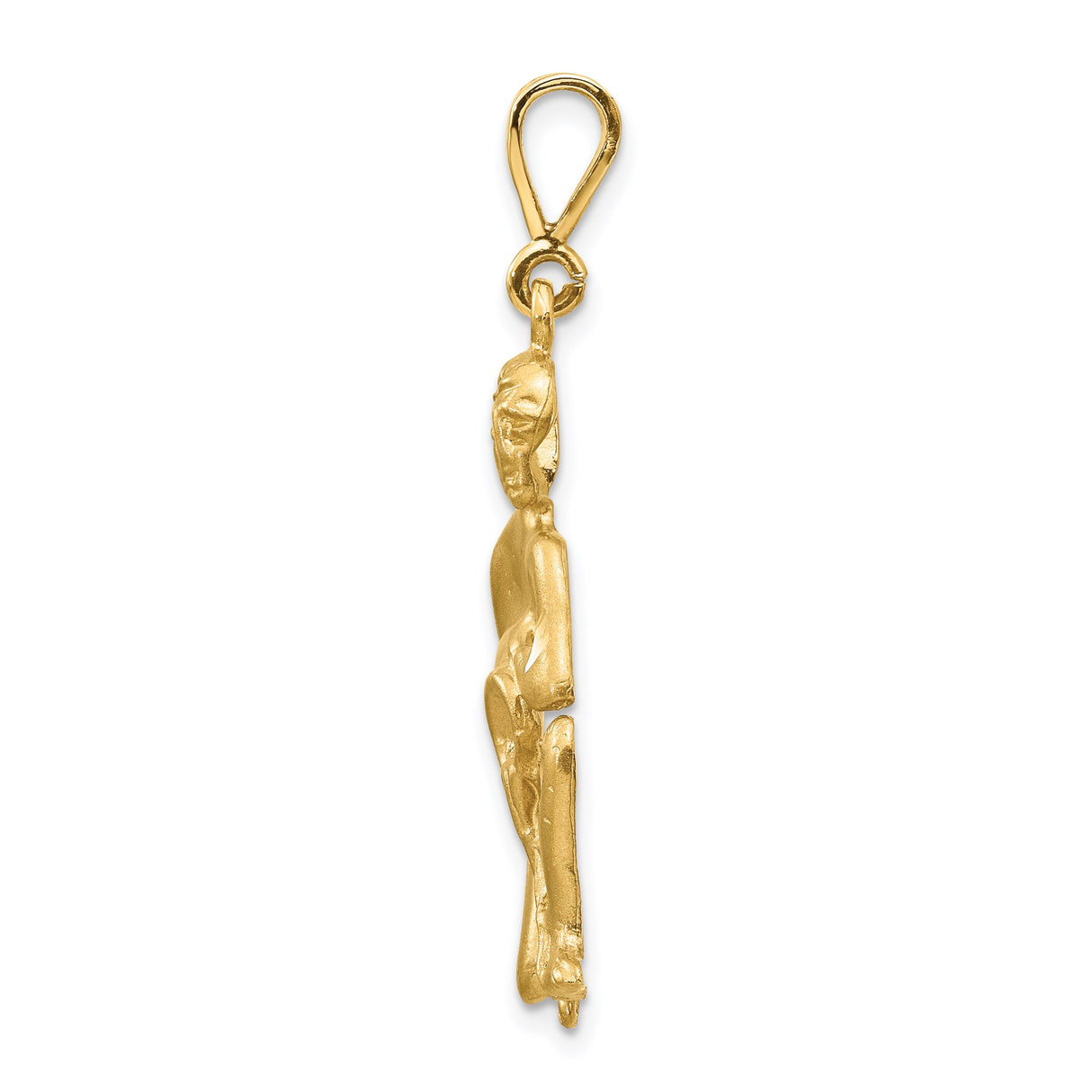 14k Yellow Gold Aquarius Zodiac Pendant with Water Bearer Kneeling Figure, Horoscope Charm