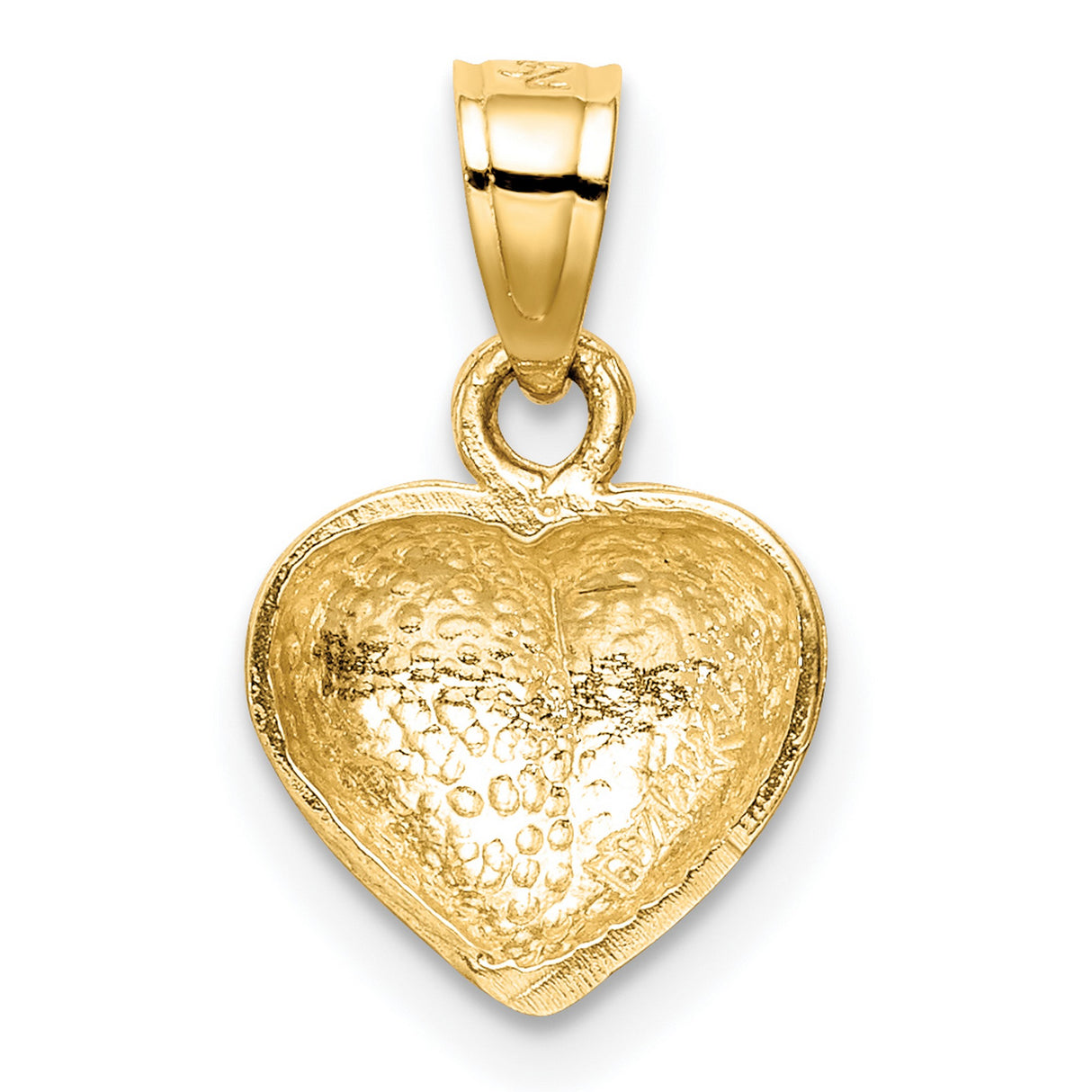 14k Yellow Gold Heart Pendant, Polished Smooth Contours, Love Symbol Jewelry for Women