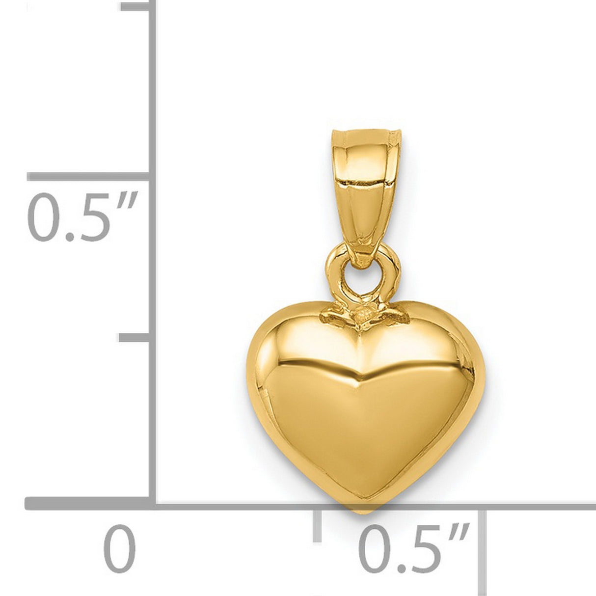 14k Yellow Gold Heart Pendant, Polished Smooth Contours, Love Symbol Jewelry for Women