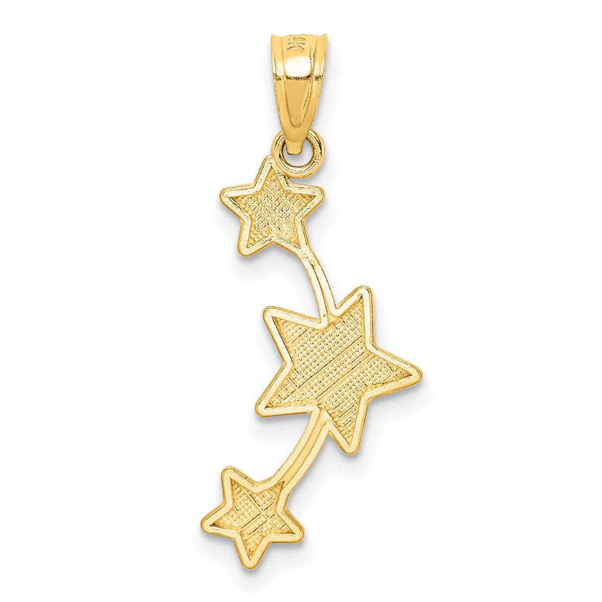 14k Yellow Gold Star Pendant with Dimensional Stars and Curved Arc, Celestial Charm for Women