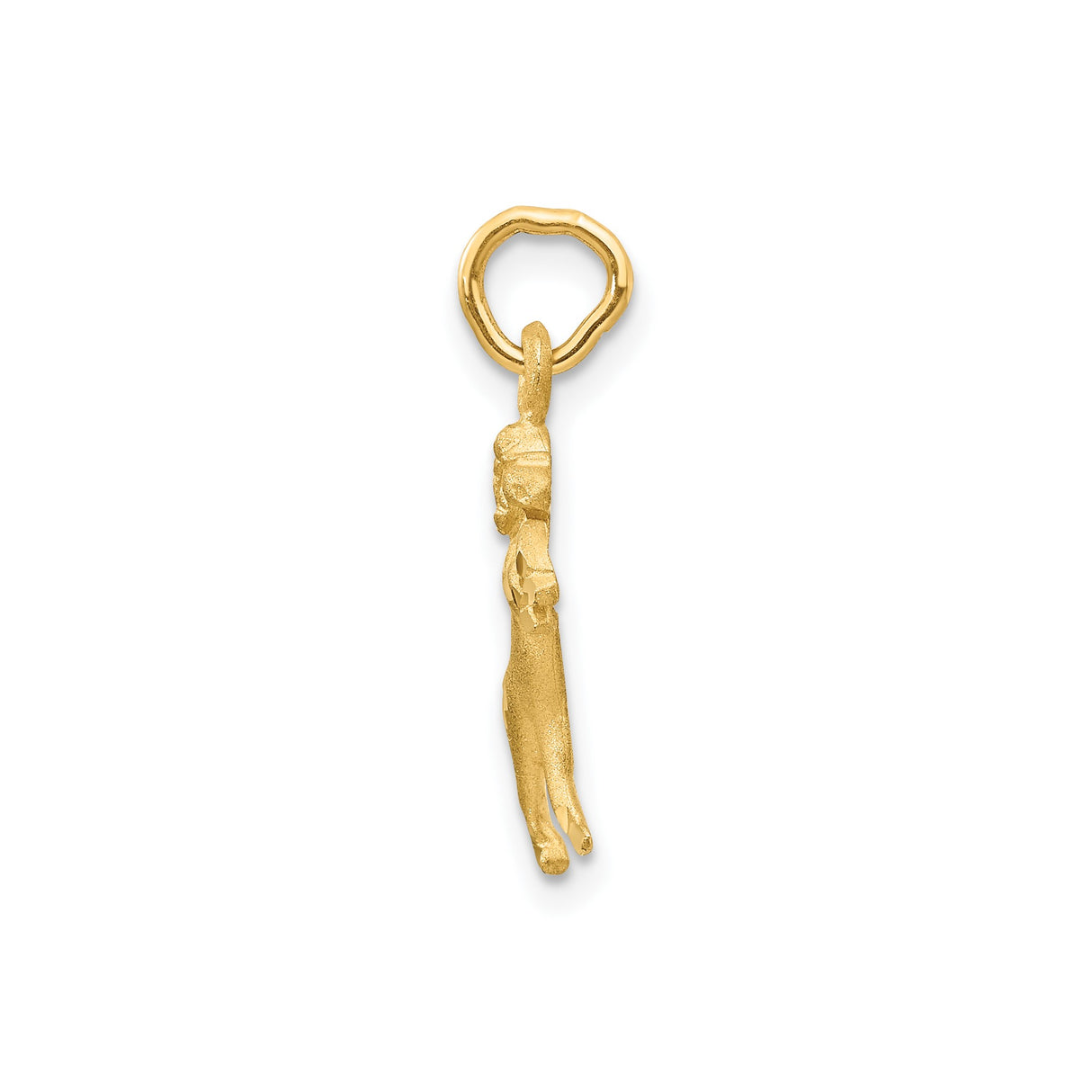 14k Yellow Gold Aries Zodiac Pendant with Detailed Ram Design and Satin Finish