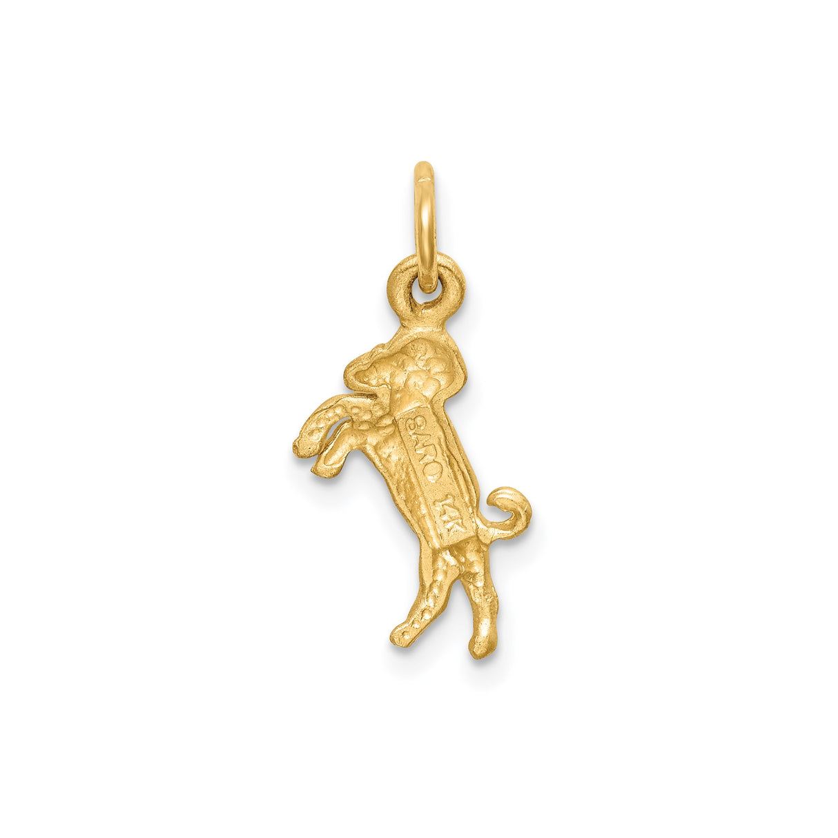 14k Yellow Gold Aries Zodiac Pendant with Detailed Ram Design and Satin Finish