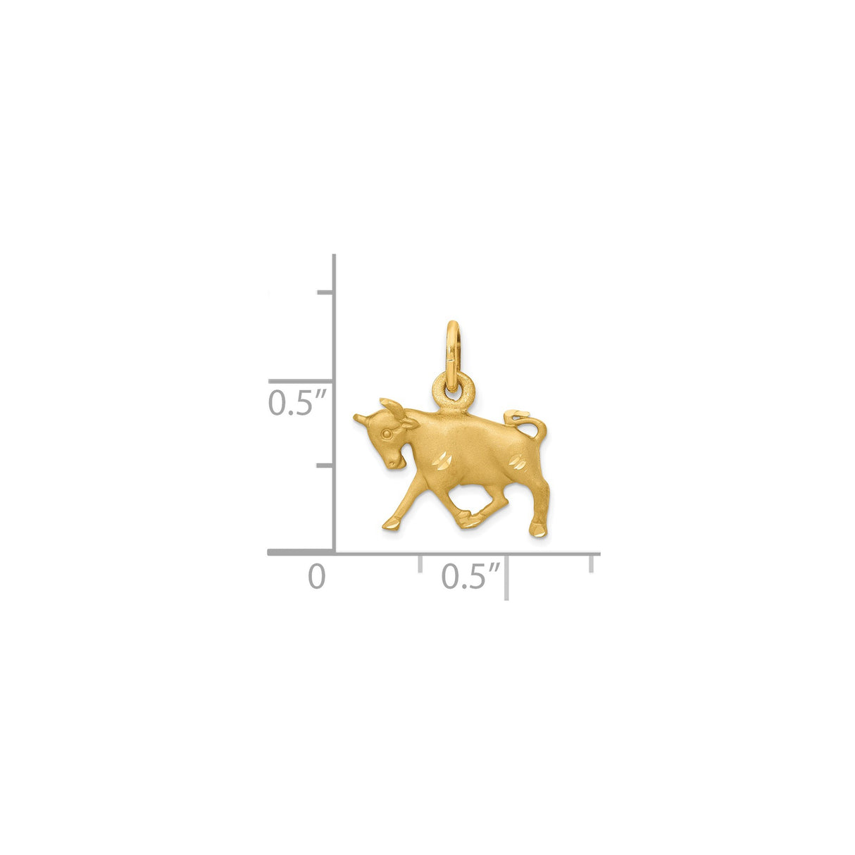 14k Yellow Gold Taurus Zodiac Pendant, Detailed Bull Symbol with Satin Finish, Astrology Jewelry