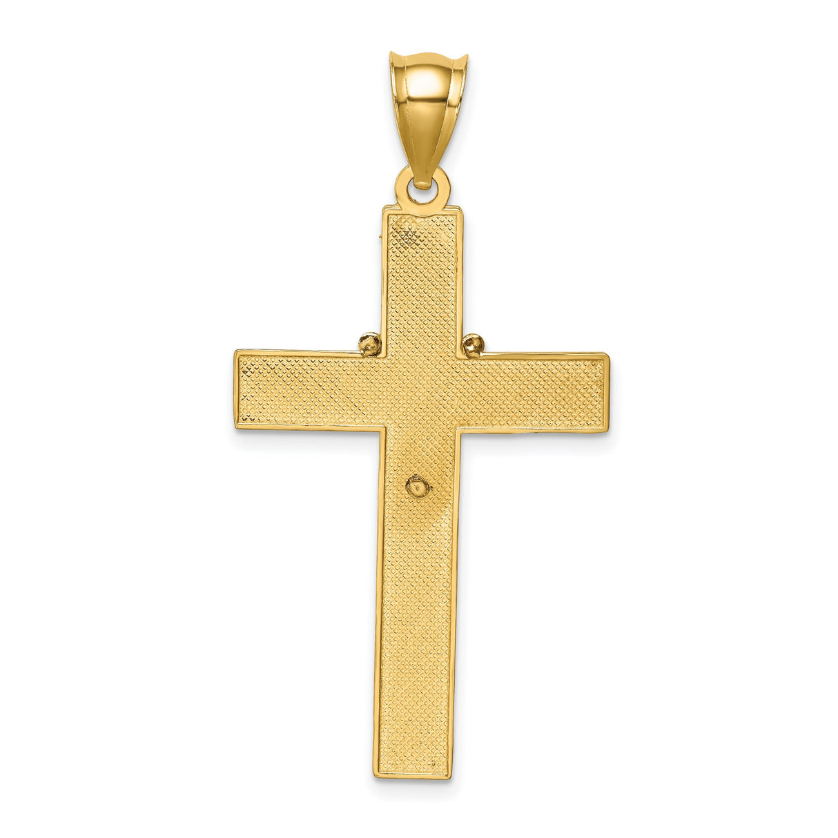 14k Two-Tone Gold Cross Pendant with Rosary Charm, Latin Religious Design for Men and Women