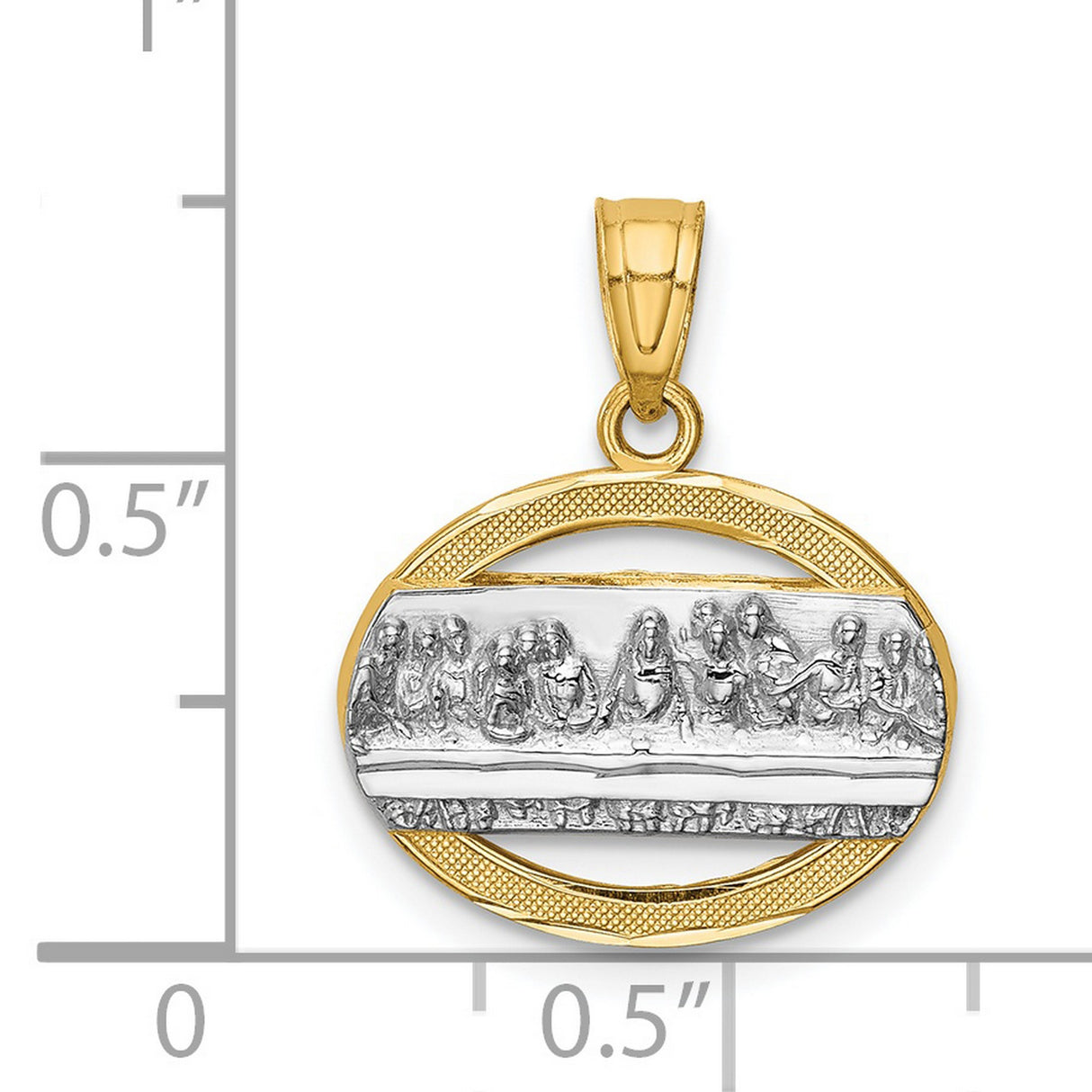 14k Multi-Tone Gold Last Supper Pendant, Christian Religious Design for Men