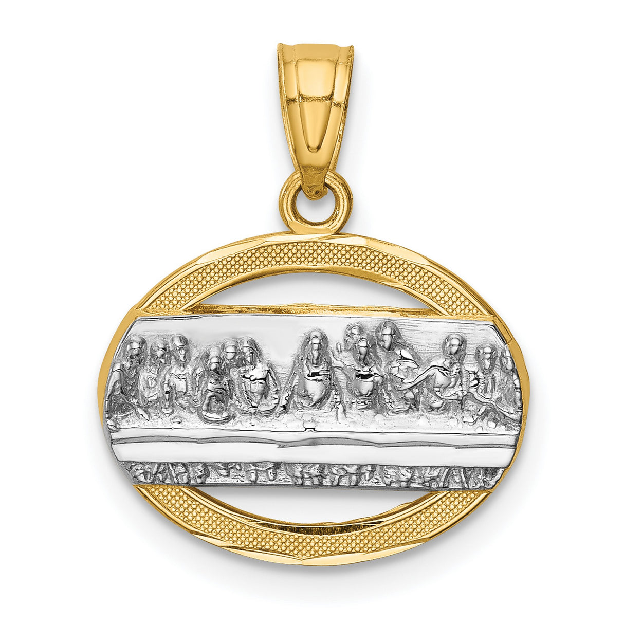 14k Multi-Tone Gold Last Supper Pendant, Christian Religious Design for Men