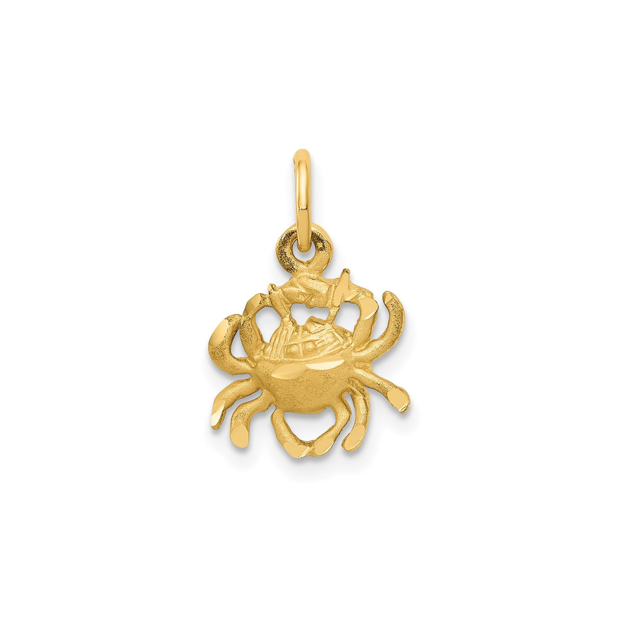 14k Yellow Gold Cancer Crab Zodiac Pendant with Horoscope Symbol, Astrology Charm for Women or Unisex