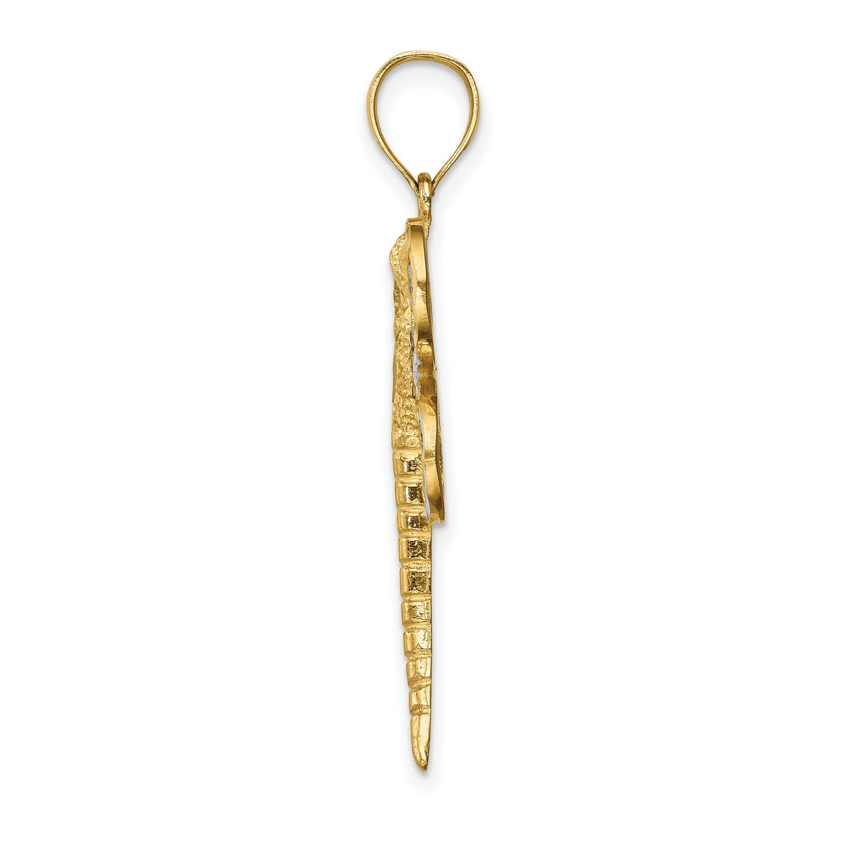 14k Yellow Gold and Rhodium Dragonfly Pendant with Filigree Wings and Diamond-Cut Accents