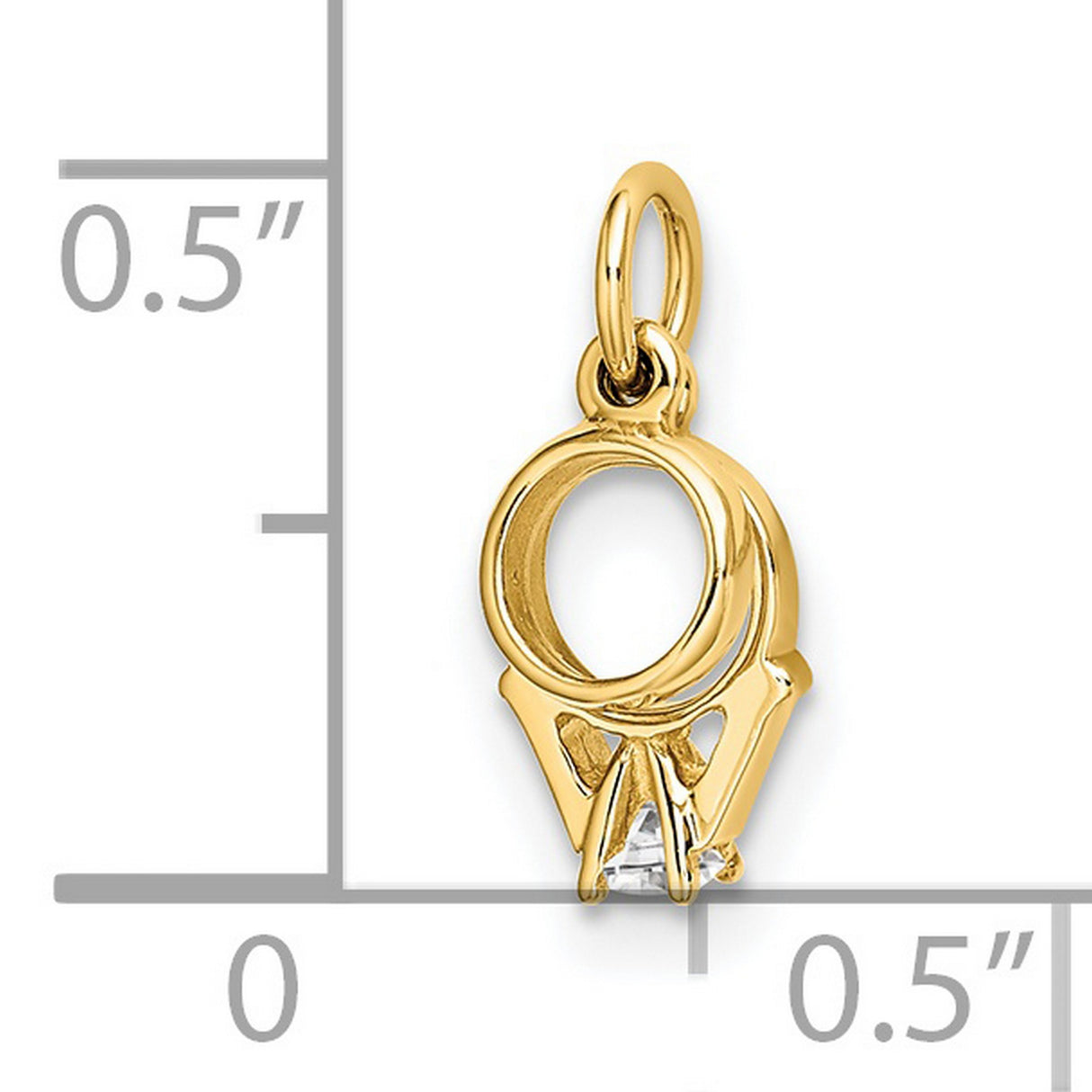 14k Yellow Gold Engagement Ring Charm Pendant with Cubic Zirconia, Romantic Bridal Jewelry