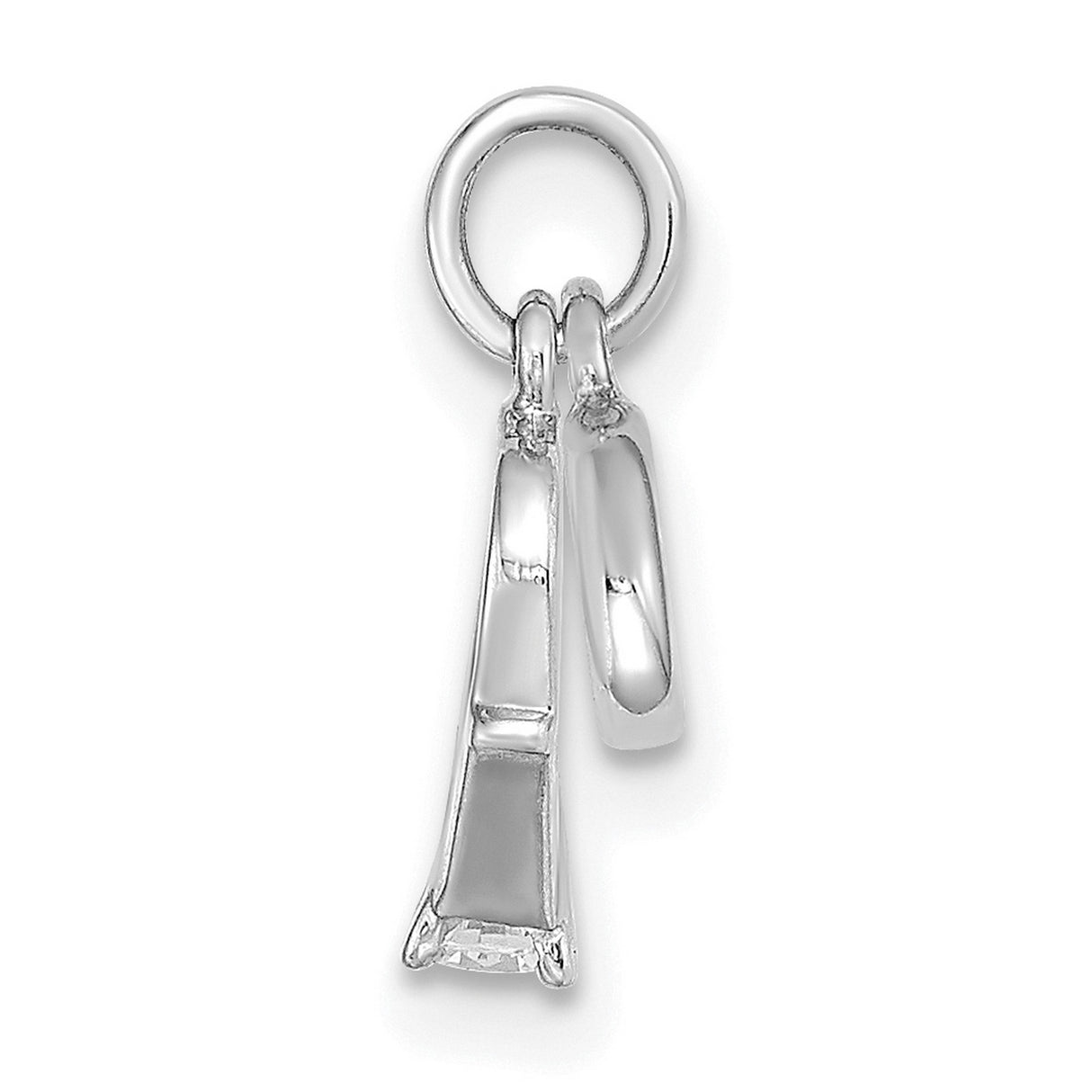 14k White Gold Basketball Hoop Pendant with Cubic Zirconia, Sports Charm for Athletes and Fans