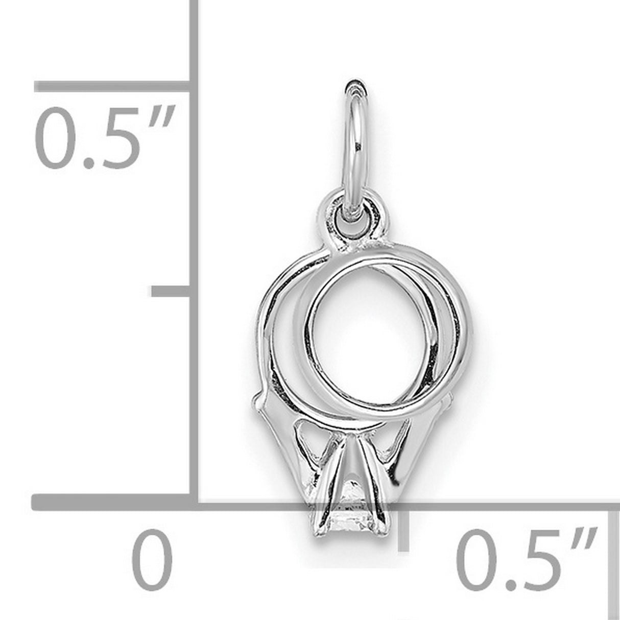 14k White Gold Basketball Hoop Pendant with Cubic Zirconia, Sports Charm for Athletes and Fans
