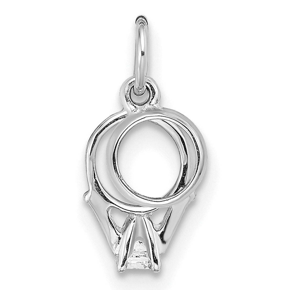 14k White Gold Basketball Hoop Pendant with Cubic Zirconia, Sports Charm for Athletes and Fans
