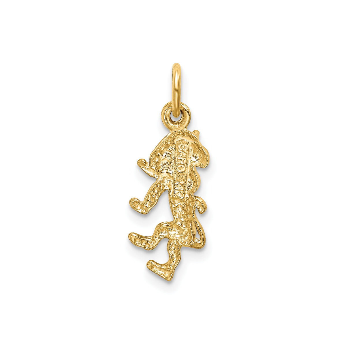 14k Yellow Gold Rearing Lion Pendant Charm with Heraldic Crest Design