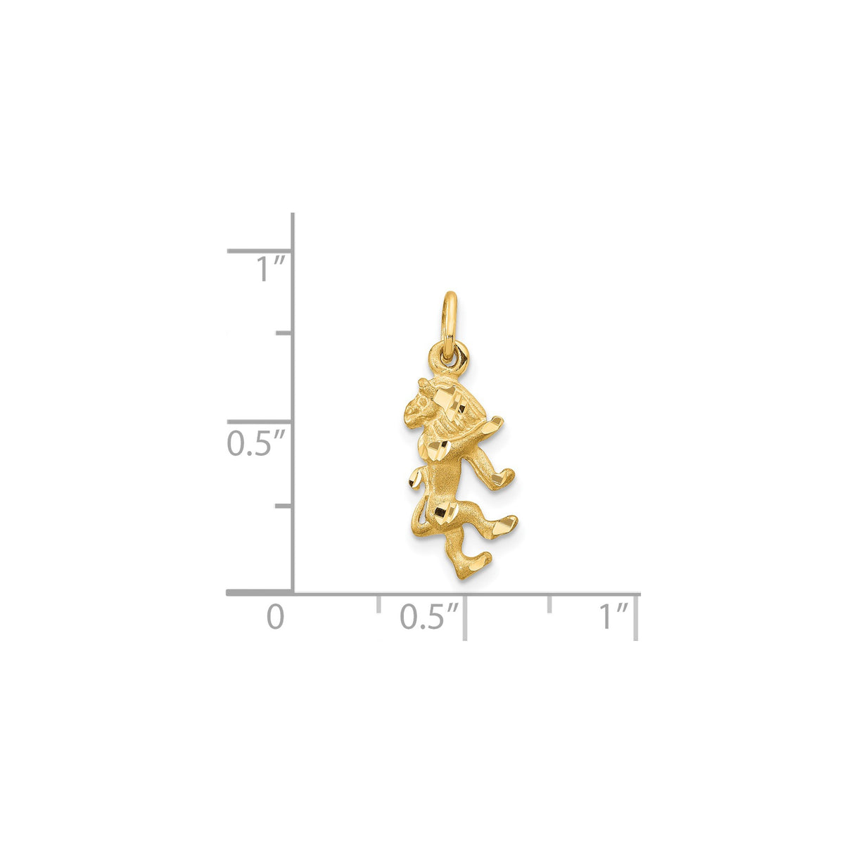 14k Yellow Gold Rearing Lion Pendant Charm with Heraldic Crest Design