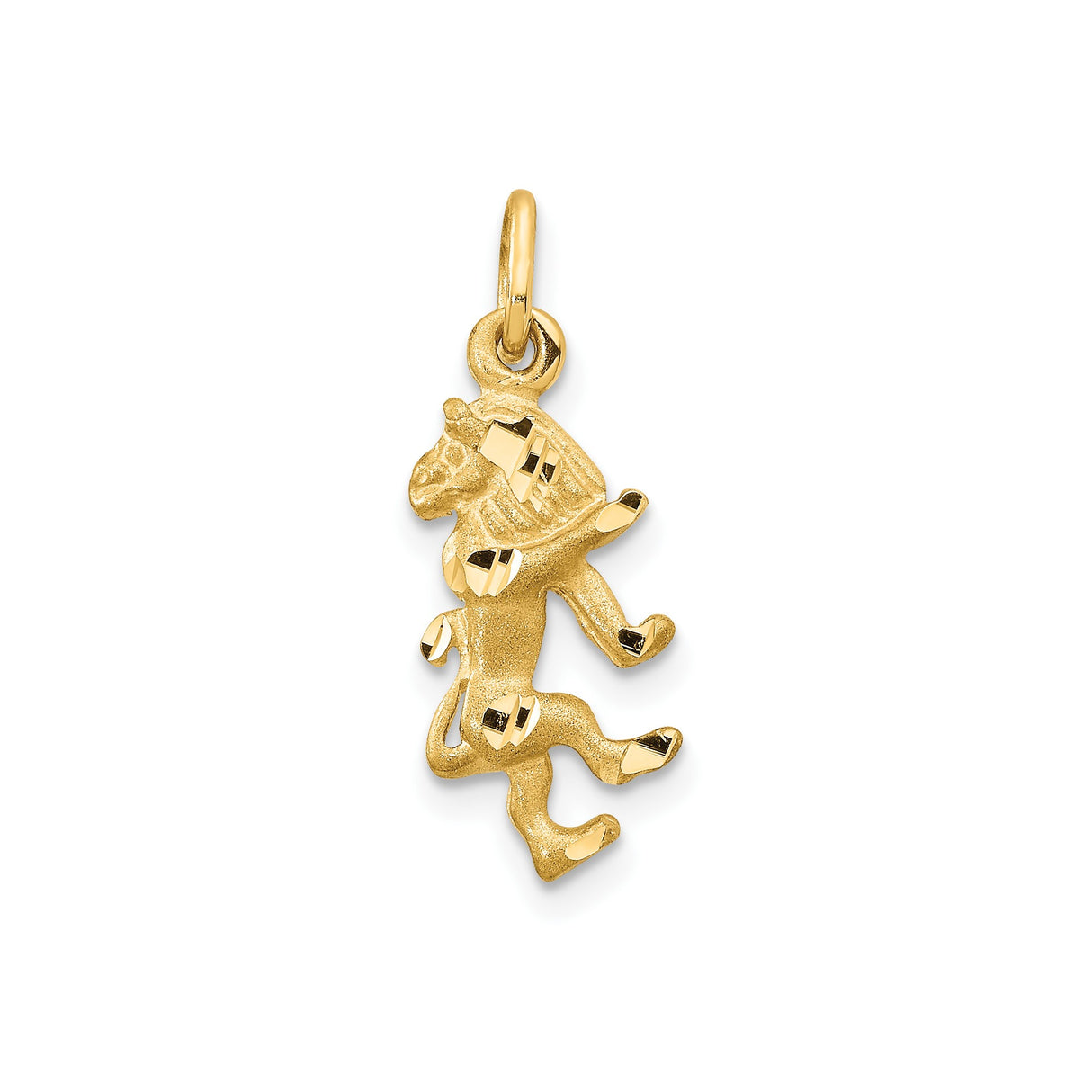14k Yellow Gold Rearing Lion Pendant Charm with Heraldic Crest Design