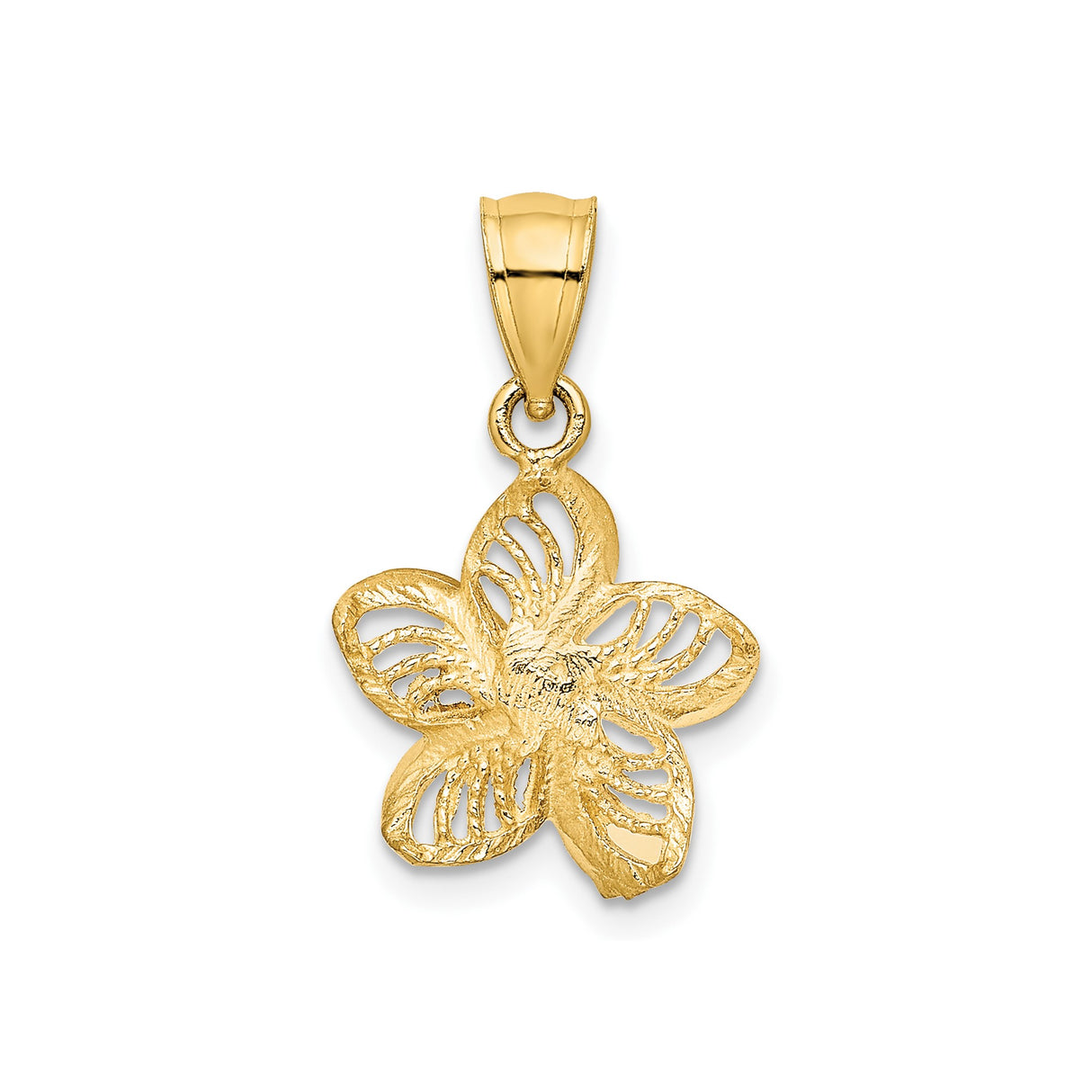 14k Yellow Gold Orchid Flower Pendant, Delicate Openwork Floral Charm for Women