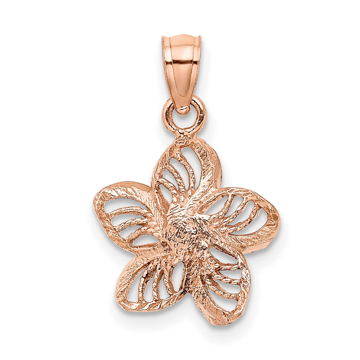 14k Rose Gold Orchid Pendant, Delicate Openwork Floral Charm, Botanical Nature-Inspired Jewelry