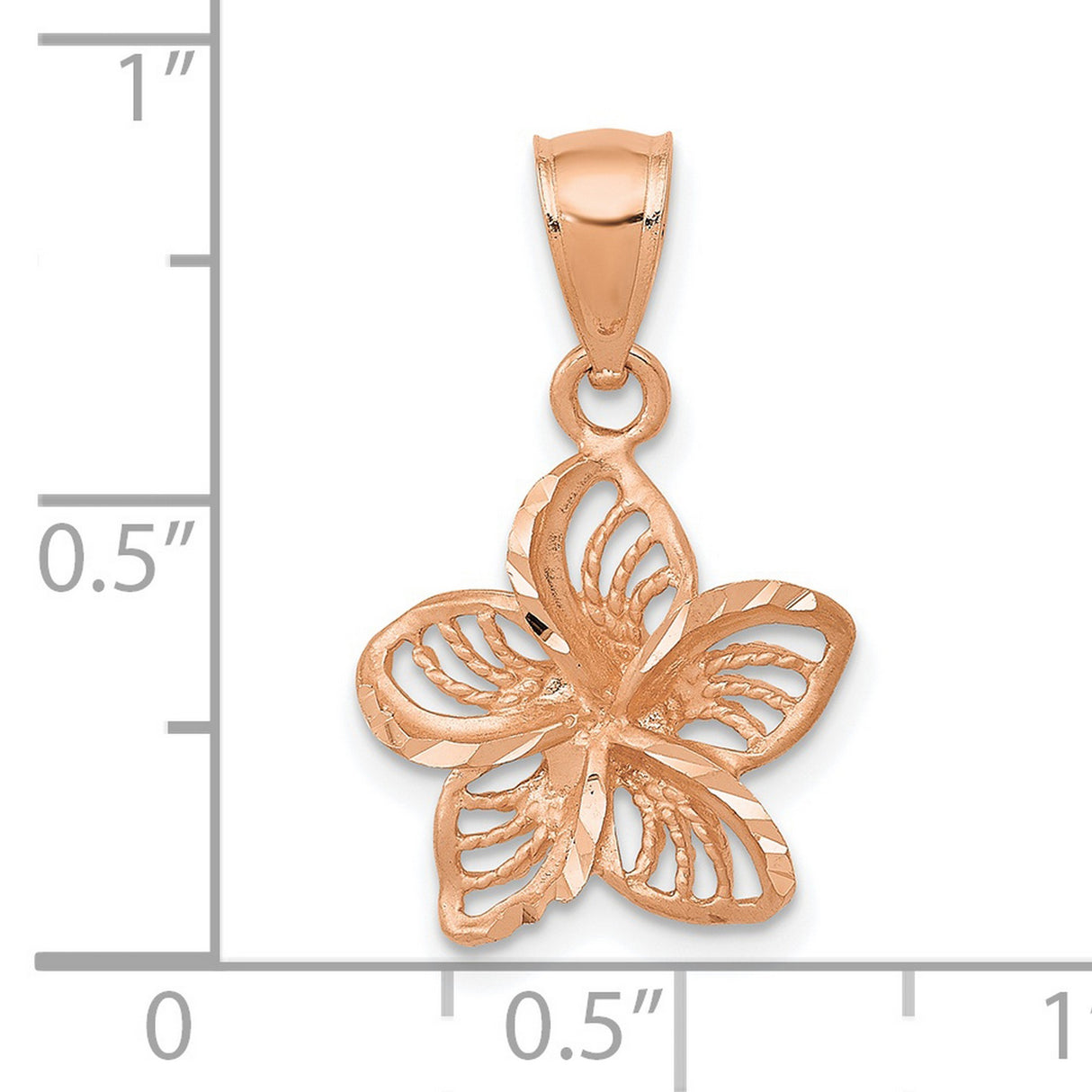 14k Rose Gold Orchid Pendant, Delicate Openwork Floral Charm, Botanical Nature-Inspired Jewelry