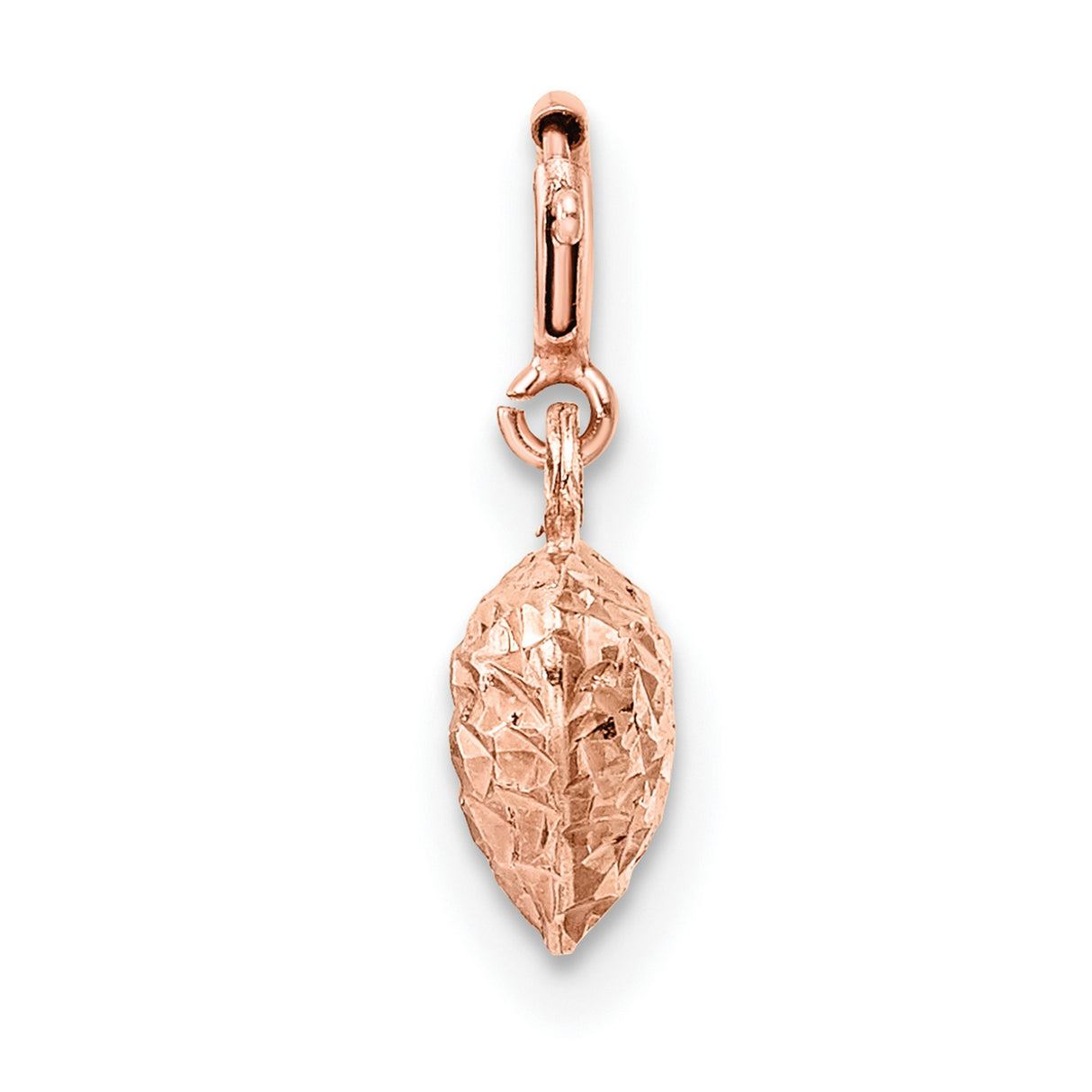 14k Rose Gold Heart Pendant Charm with Diamond Cut Finish, Textured Love Symbol for Women